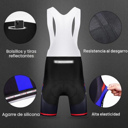 Thumbnail 4 de X-TIGER Conjunto ciclismo hombre: maillot y culotte con almohadilla 5D y secado rápido