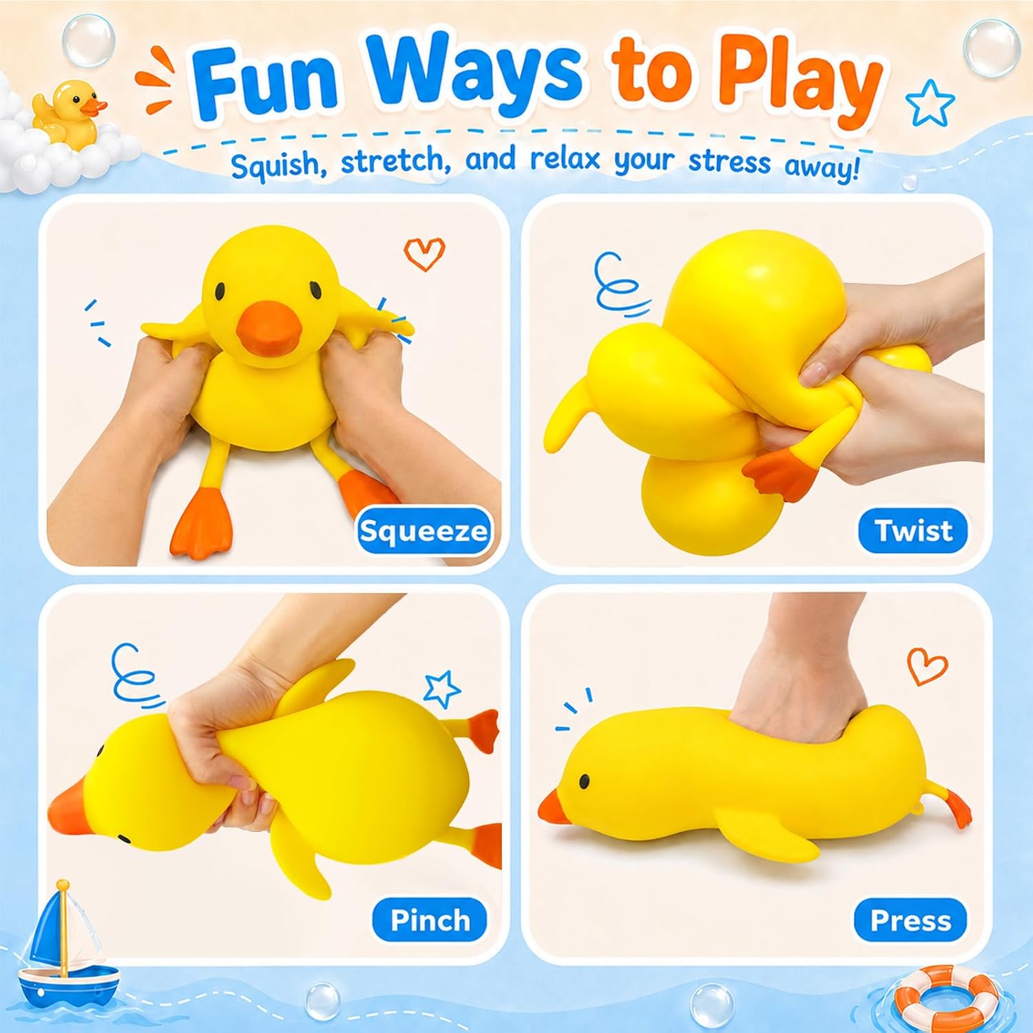 Detalle de BREIS chaoda-yazi-518 13-Inch Jumbo Duck Squishy, Slow-Rising Fidget Toy