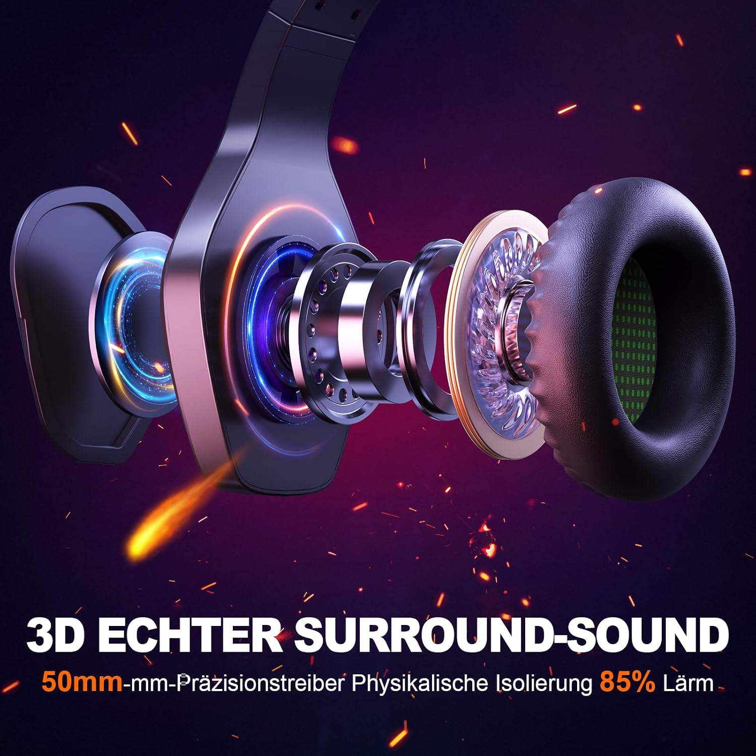 Detalle 2 de Krysenix PG1 Gaming Headset mit RGB und Noise‑Cancelling Mikrofon