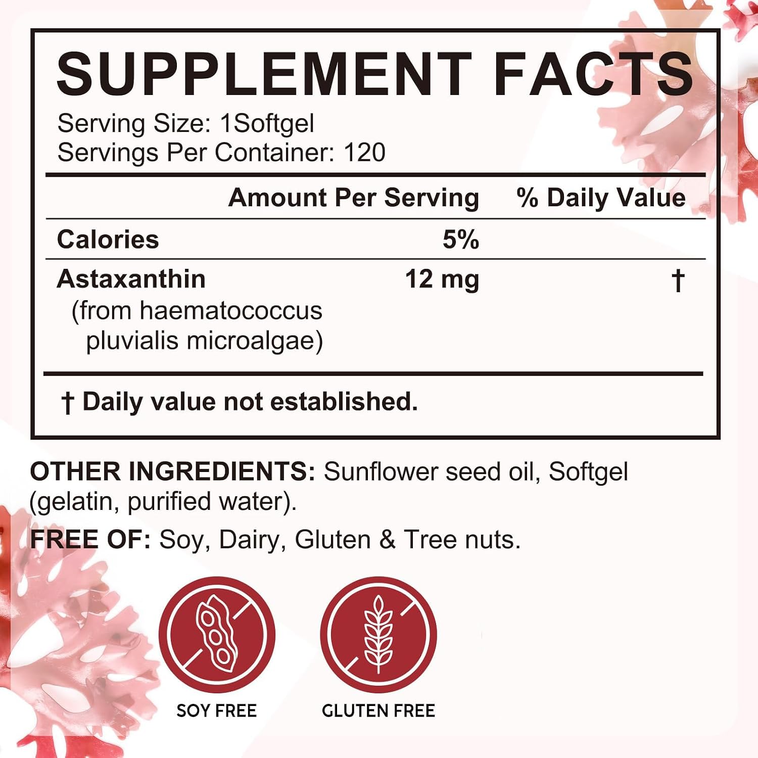 Detalle 1 de Tiuedu Astaxanthin Supplement 12 mg