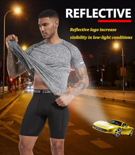 Detalle de Boyzn 5er Pack Sport T-Shirts Herren – Funktionsshirt mit Mesh, 4-Wege-Stretch & Reflexstreifen