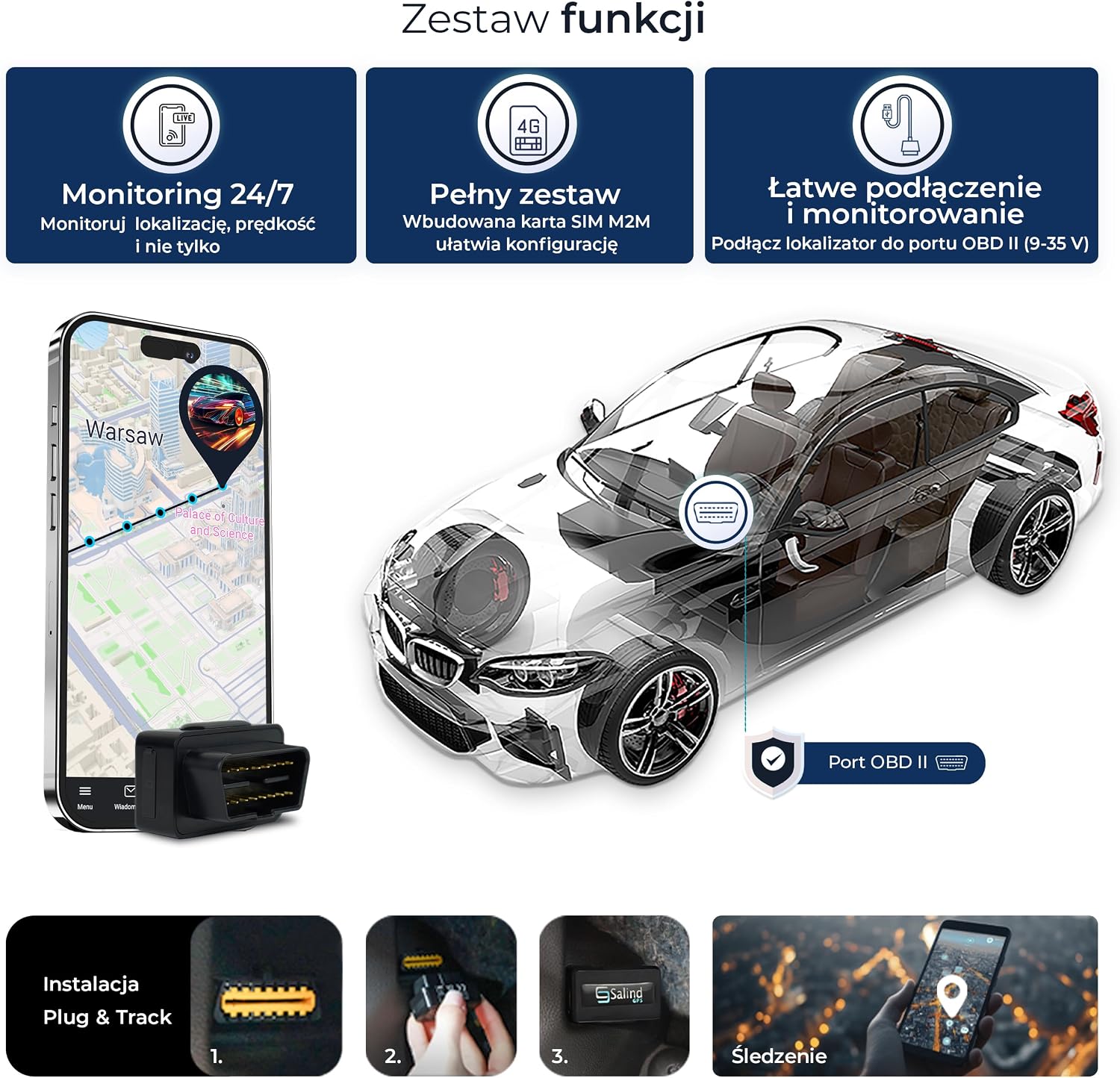 Thumbnail 2 de Salind 08 4G – lokalizator GPS OBD-II z historią tras i geofencingiem