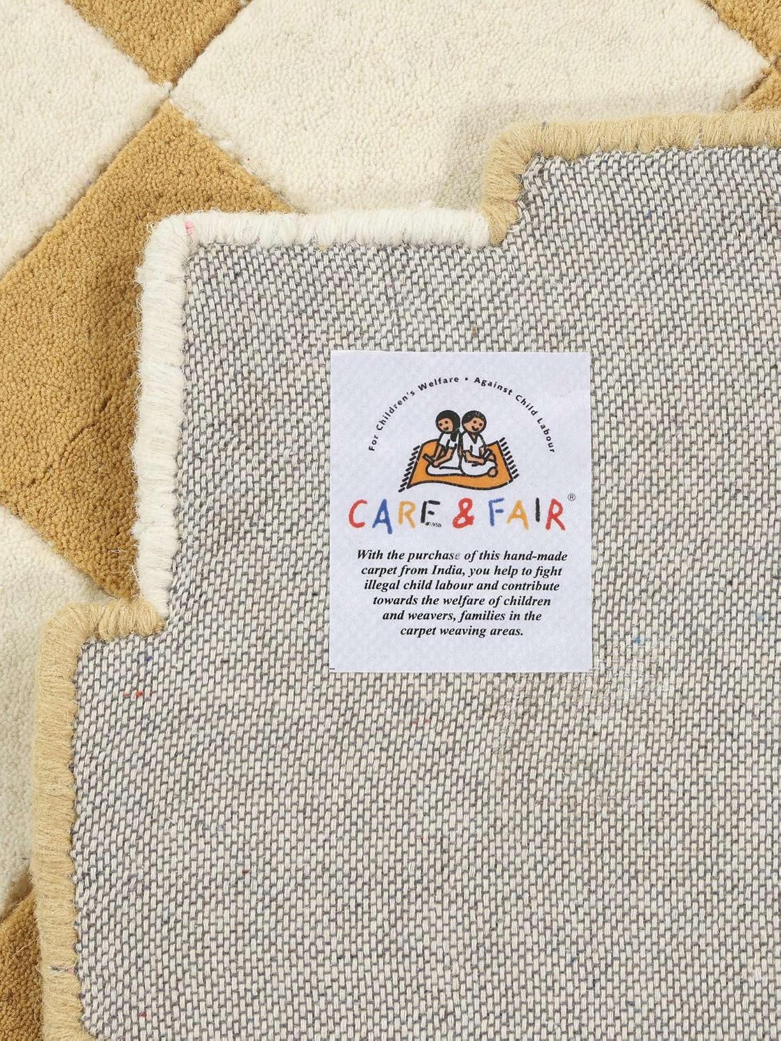 Detalle 2 de RugVista Checkmate Doormat, 60 x 90 cm, Yellow/White, Cotton and Wool