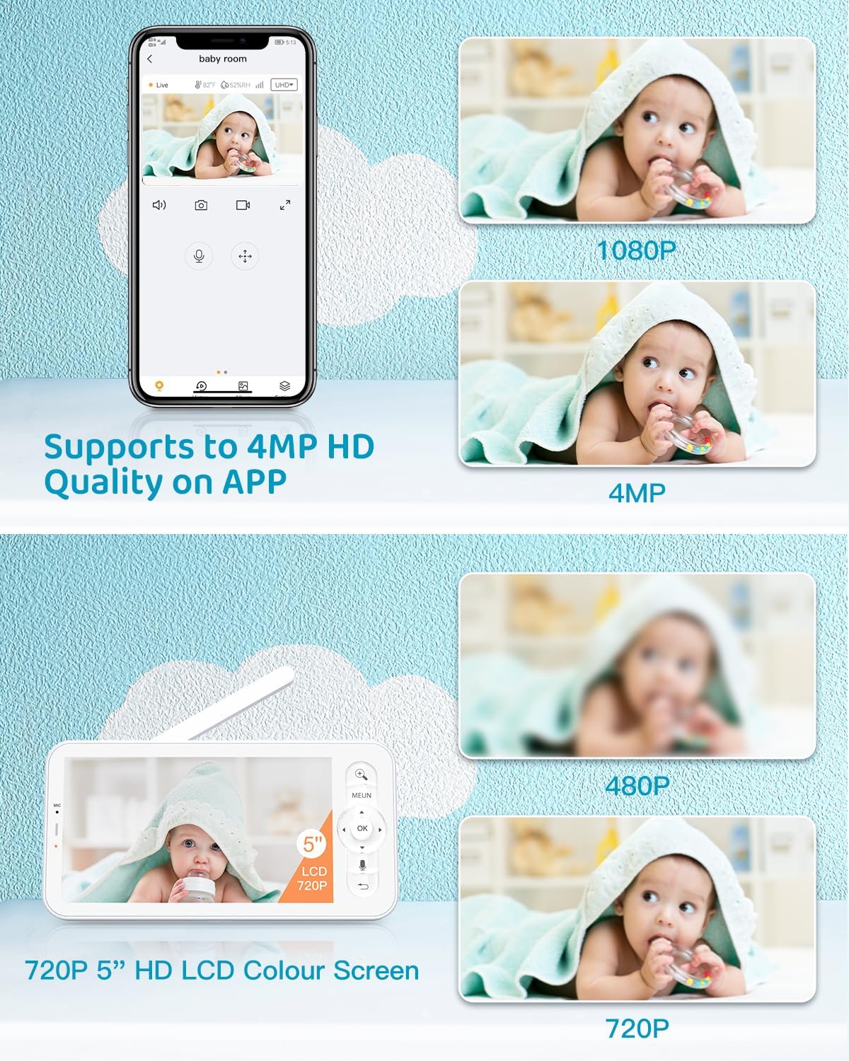 Thumbnail 2 de Arenti 2.5K 5GHz Baby Monitor Two Cameras