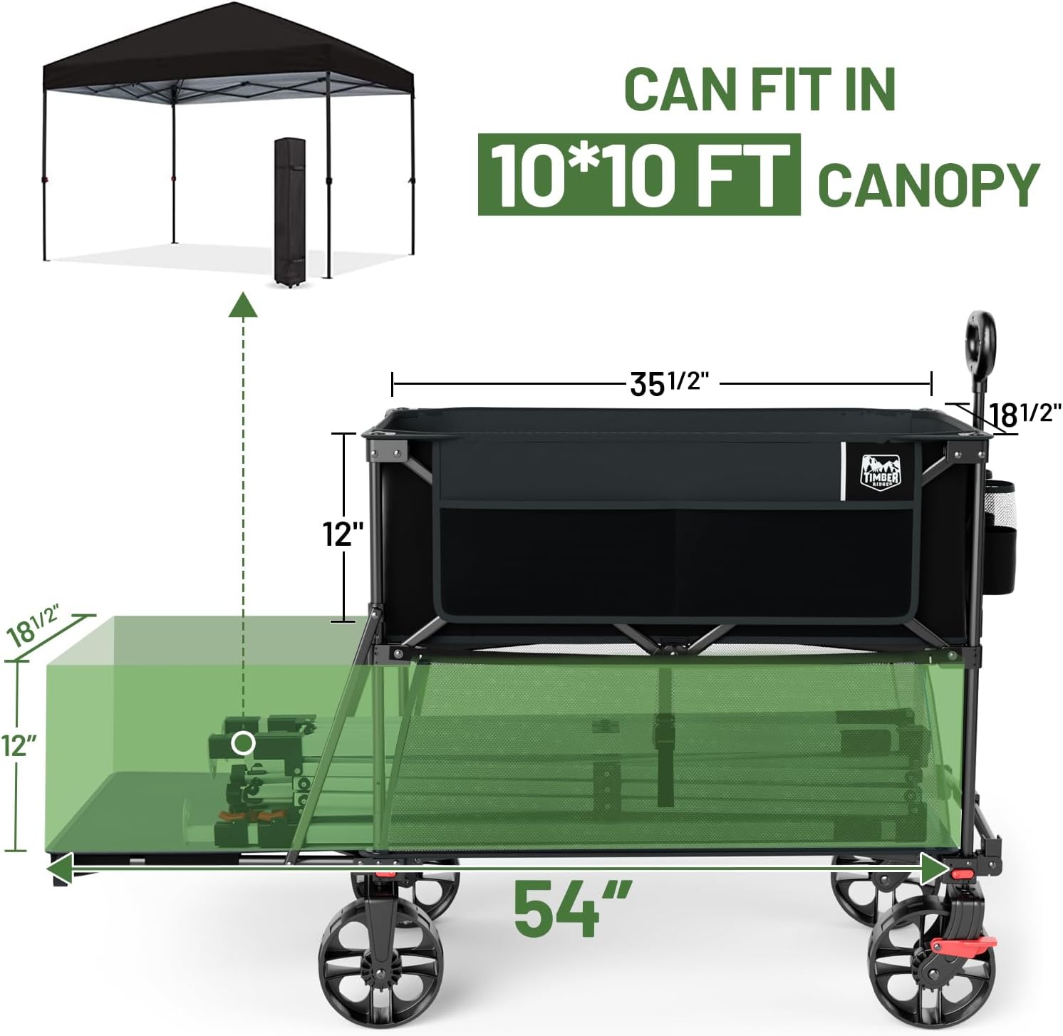 Thumbnail 2 de TIMBER RIDGE 400L Large Capacity Folding Double Decker Wagon Cart (54" extender, brakes)