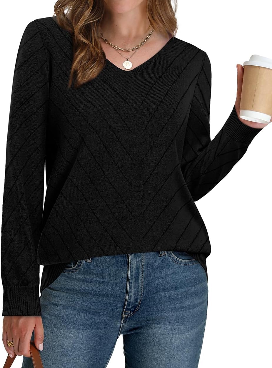 Detalle de WIHOLL Sweater V-Neck Lightweight Pullover 2025
