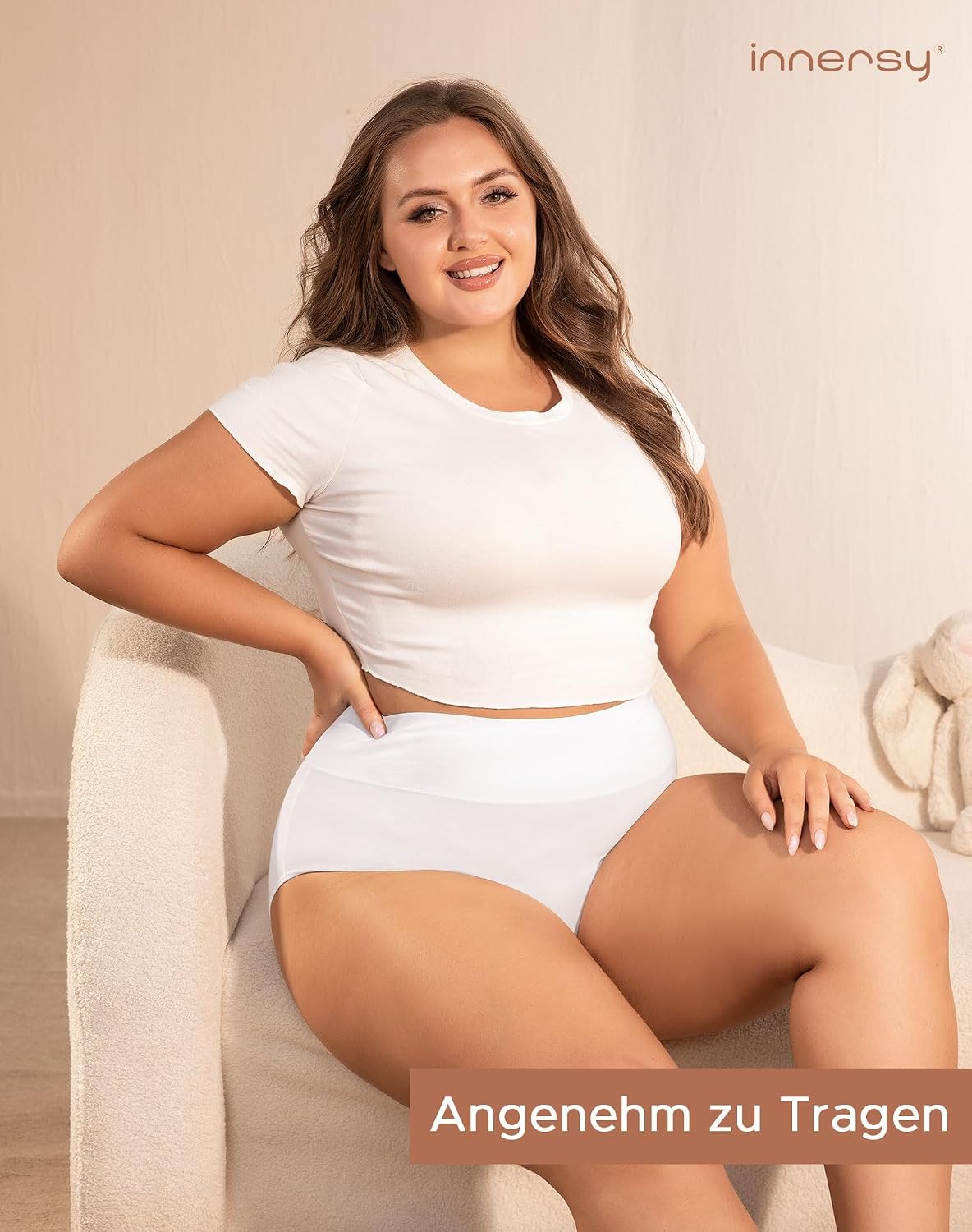 Detalle de INNERSY Großgrößen Damen Taillenslip Baumwolle High Waist 44-62 – 4er Pack