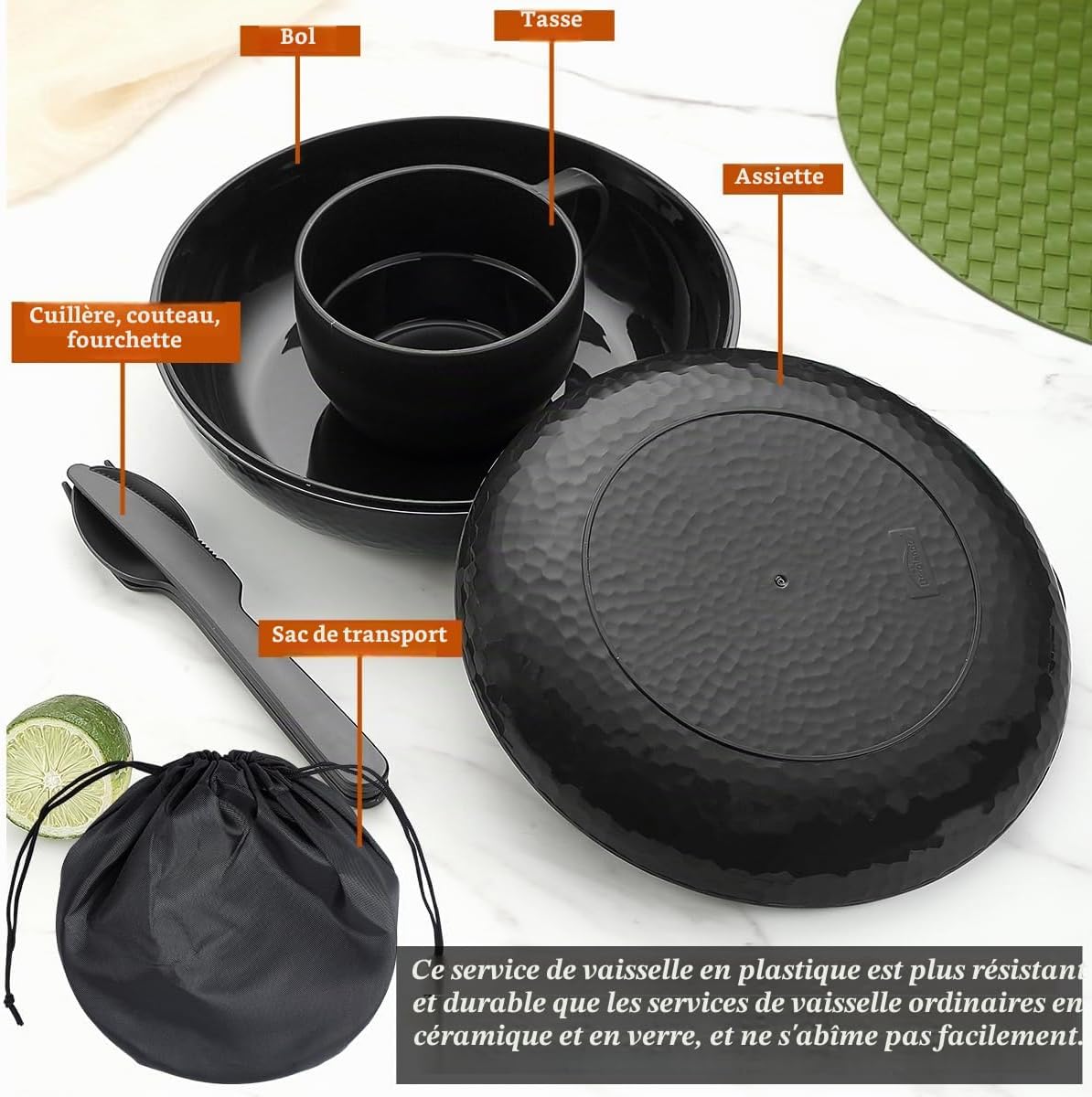 Detalle de Berglander BL.PP Camping Mess Kit.B campingset met bord, kom en draagtas