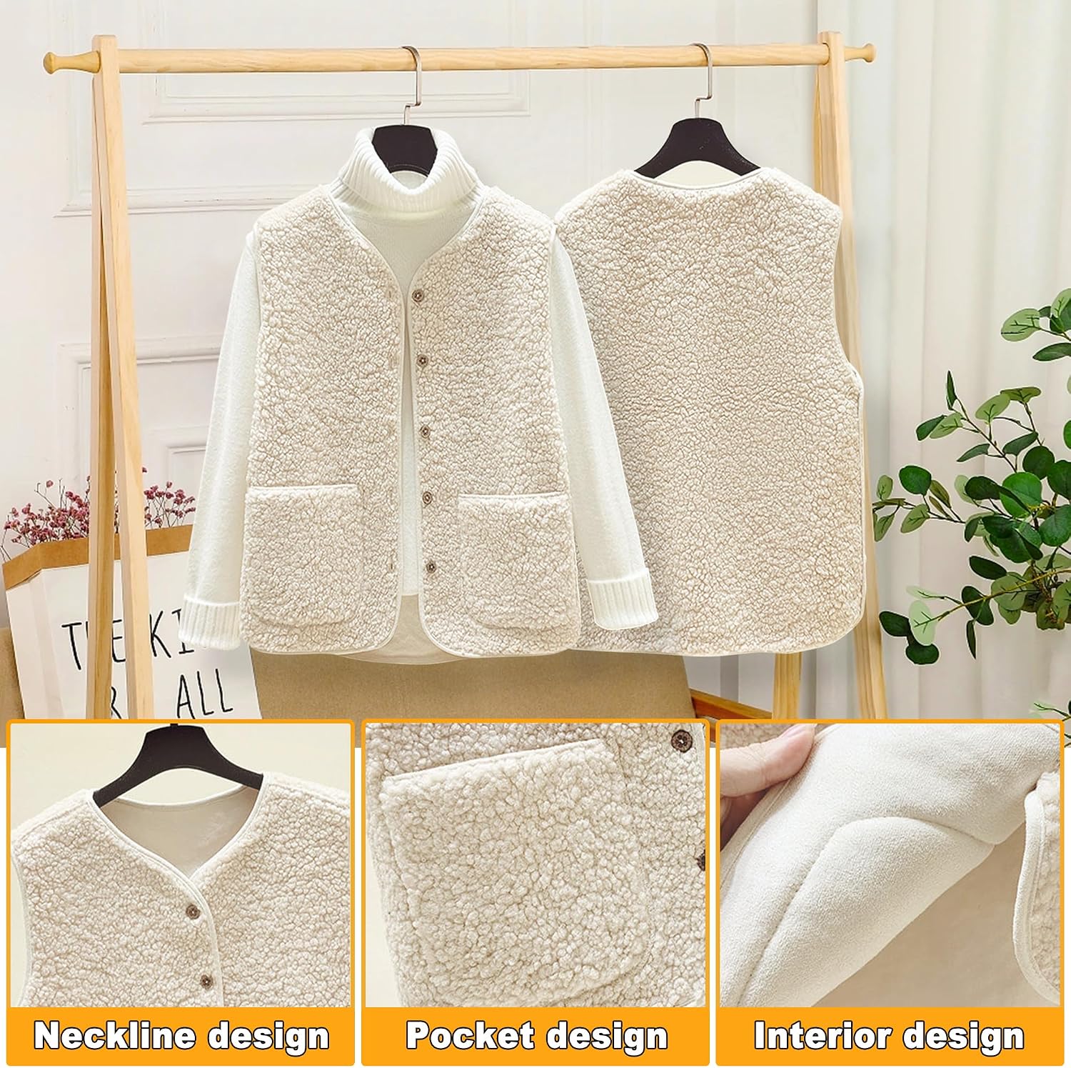 Detalle 2 de beifon Teddy Fleece Weste Damen S/M