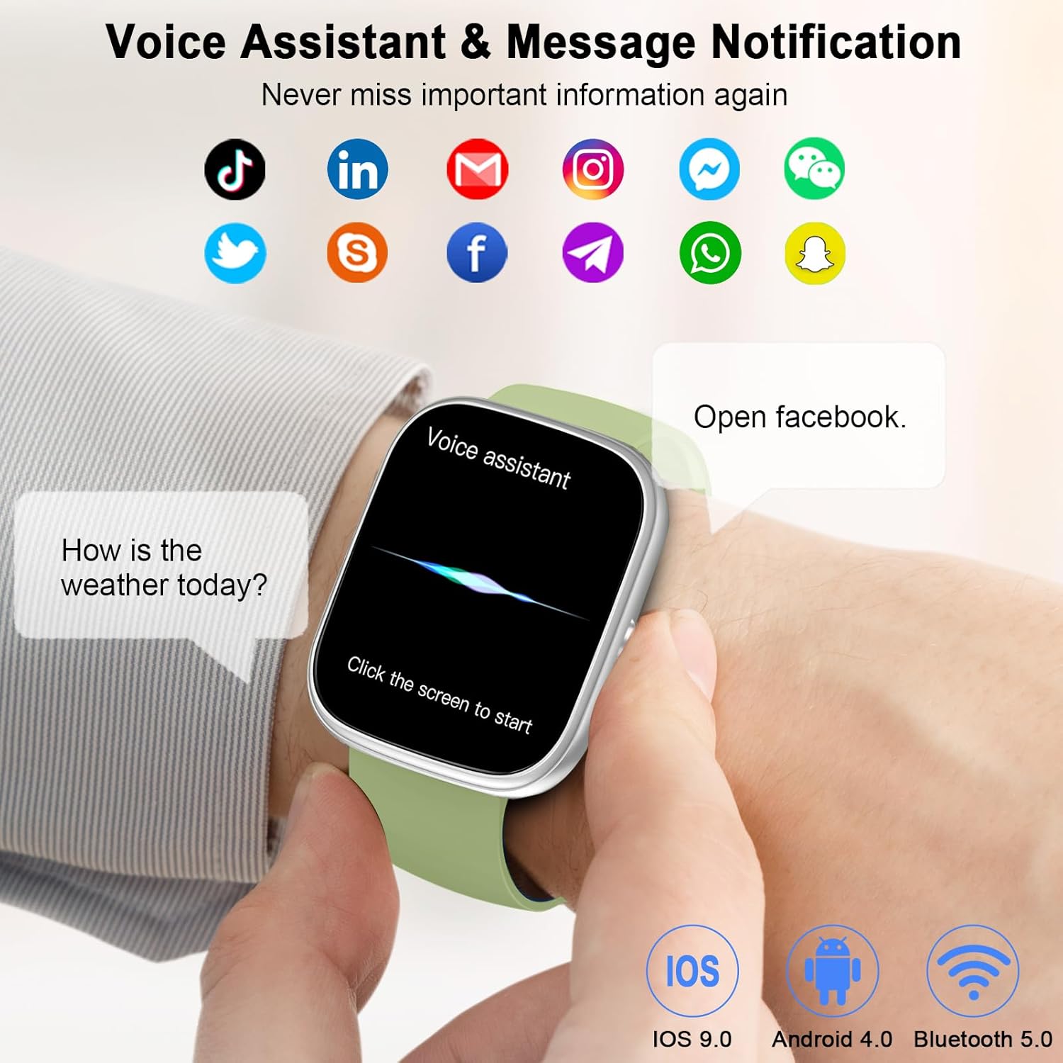 Detalle de Jugeman Smart Watch (Answer/Make Calls) – 1.91" HD Touch Screen, 110+ Sport Modes and Bluetooth Calling