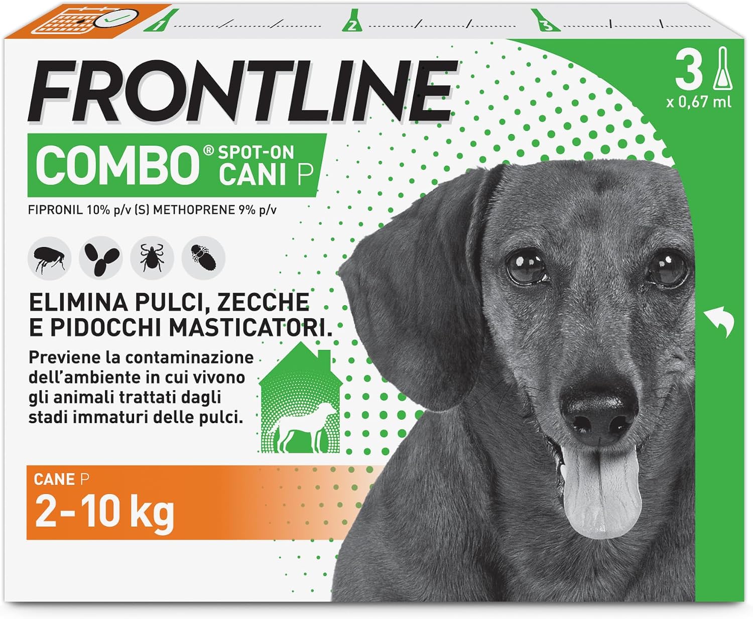 Detalle de FRONTLINE Combo Cani Taglia S (2-10 Kg) – 3 Pipette, Antiparassitario a lunga durata