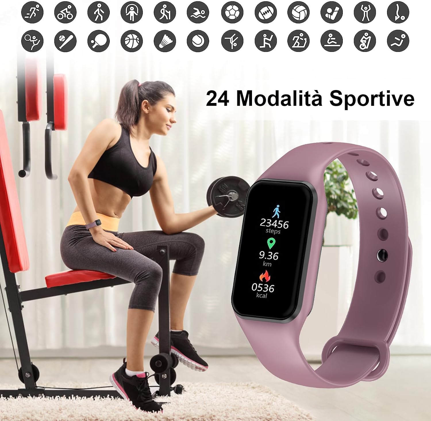 Detalle 2 de Baolubao Smartwatch Donna R1: Orologio Fitness 1,47'' con SpO2, Sonno, Contapassi e Notifiche (2 cinturini)