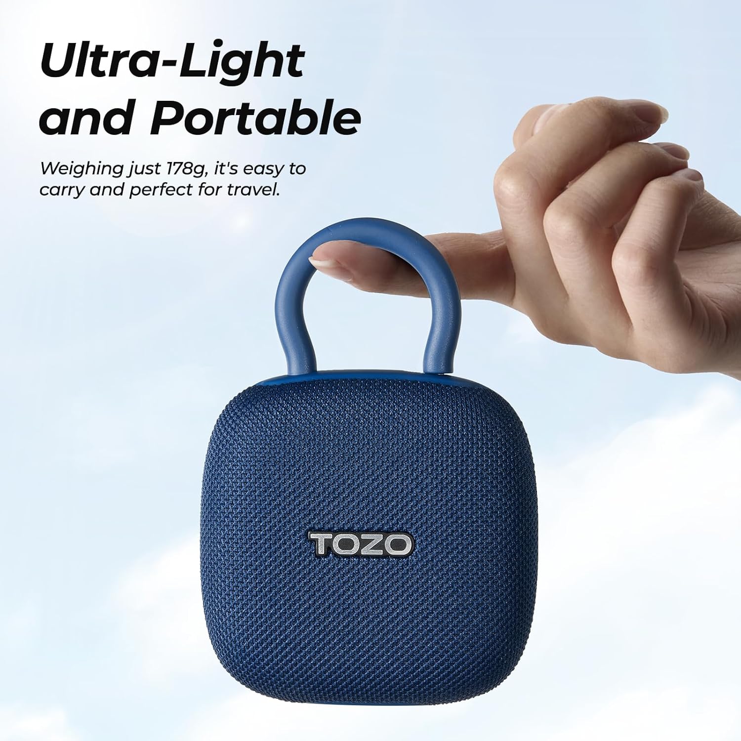 Thumbnail 2 de TOZO PE1 Mini Bluetooth-Lautsprecher – IPX8, 32 Std., Karabiner, Blau