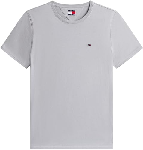 Detalle 2 de Tommy Jeans Camiseta de Manga Corta Hombre Original Slim Fit – Gris Gravel Grey, Talla S
