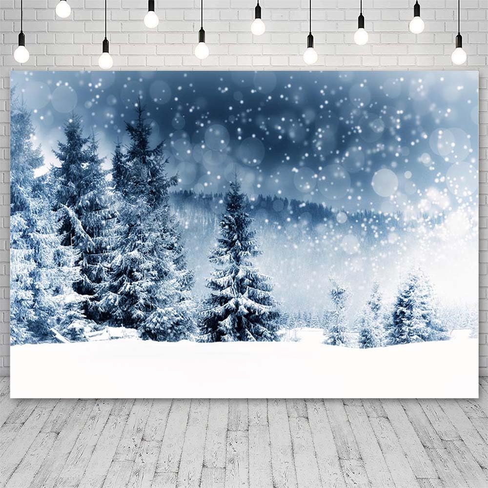 Detalle 2 de AIBIIN Winterlandschaft Fotohintergrund 2,1×1,5 m 🎄