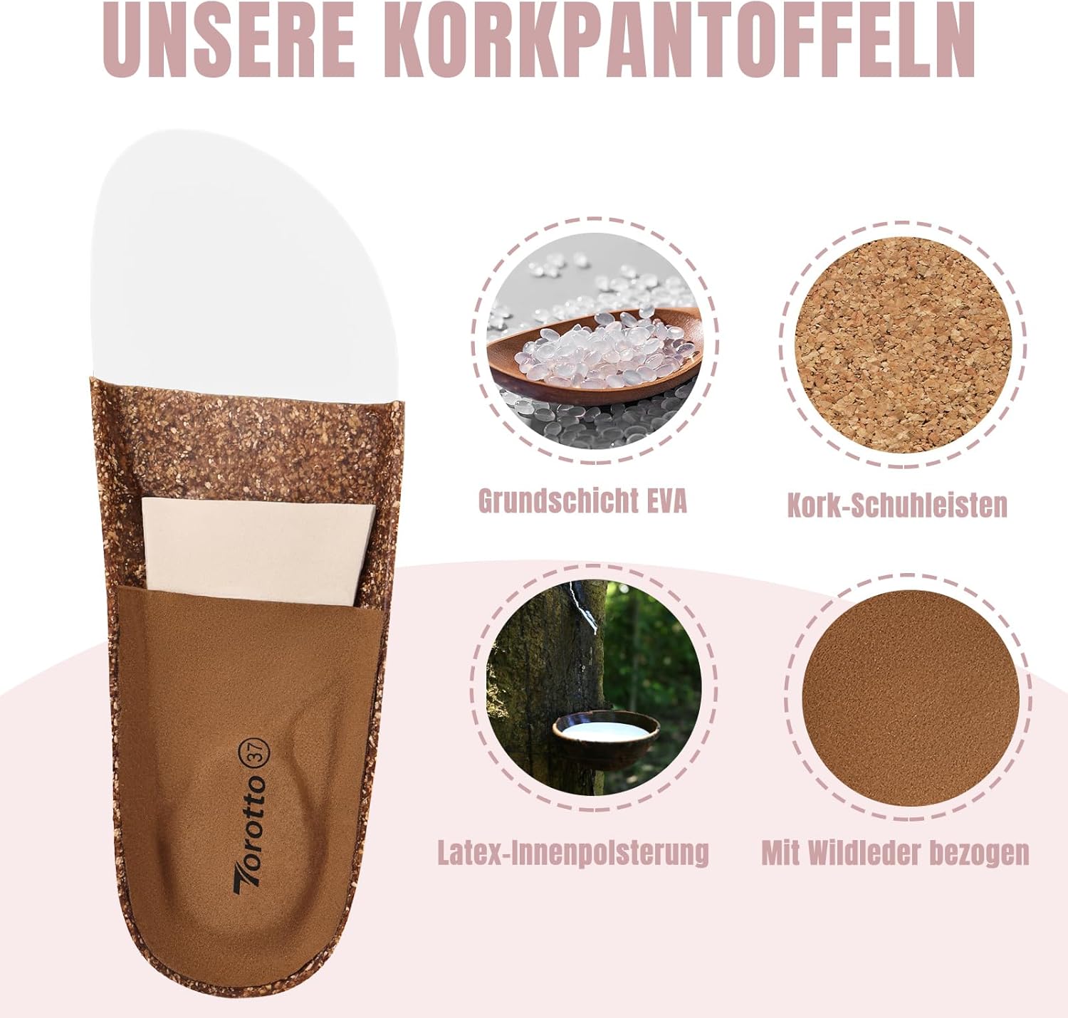 Thumbnail 3 de Torotto Damen Pantoletten Sandalen – Bequeme Classic Clogs aus Synthetik, Medium Weite