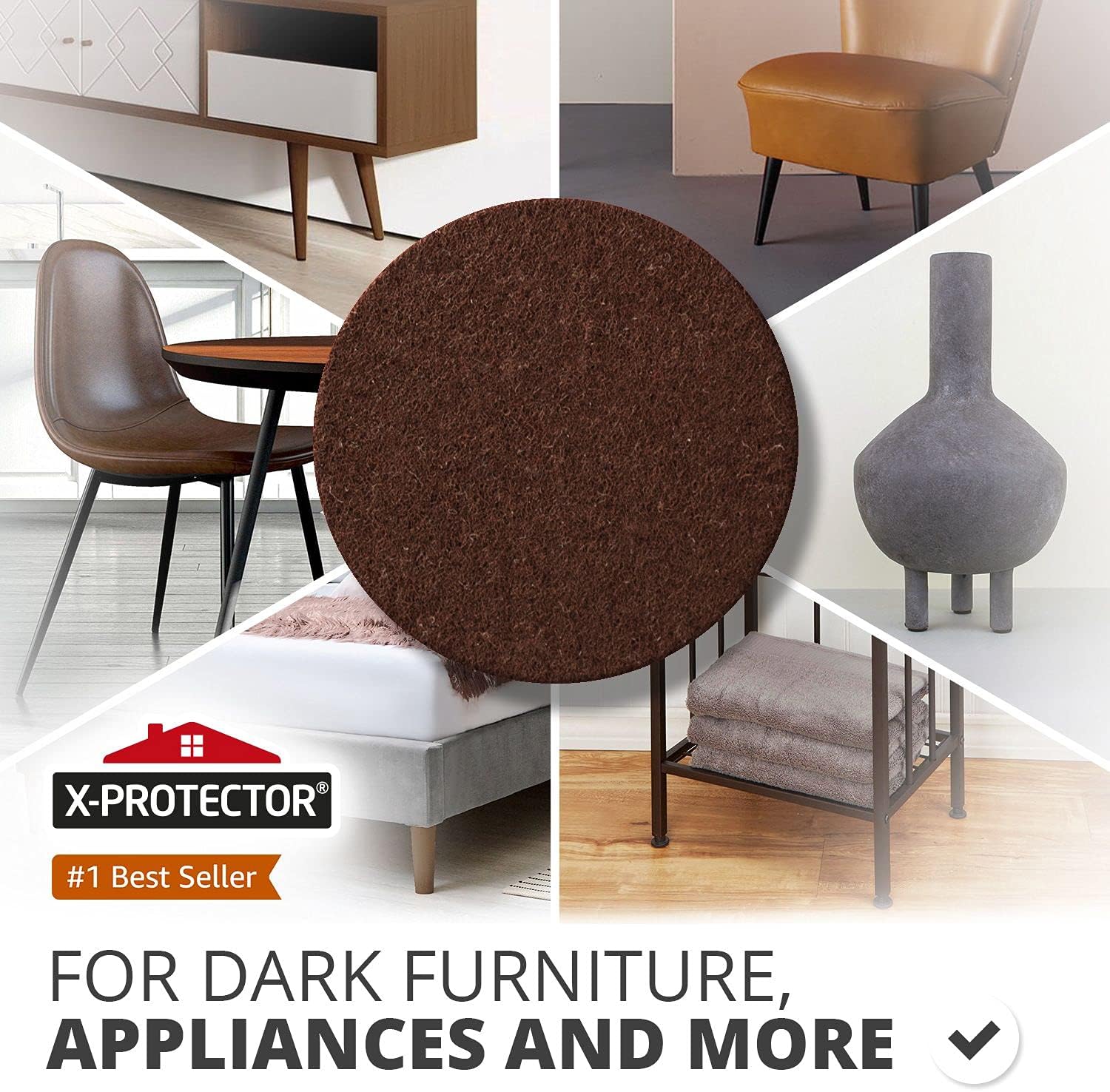 Detalle 2 de X-Protector 357-Piece Brown Felt Furniture Pads, Self-Adhesive Assortment