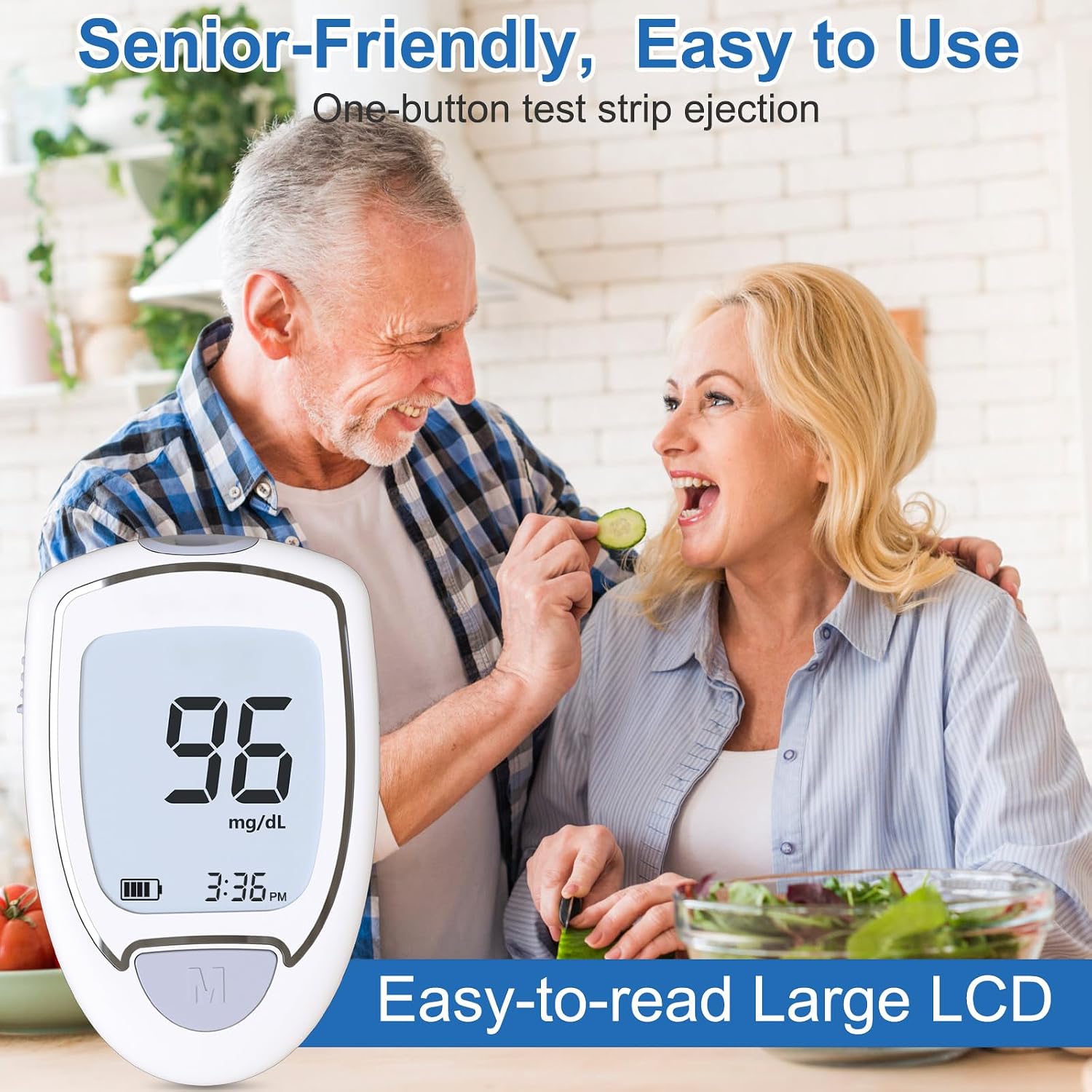 Detalle de CAKRNPS G-427B Blood Glucose Meter Kit, 50 Strips, Auto-Eject, No Coding