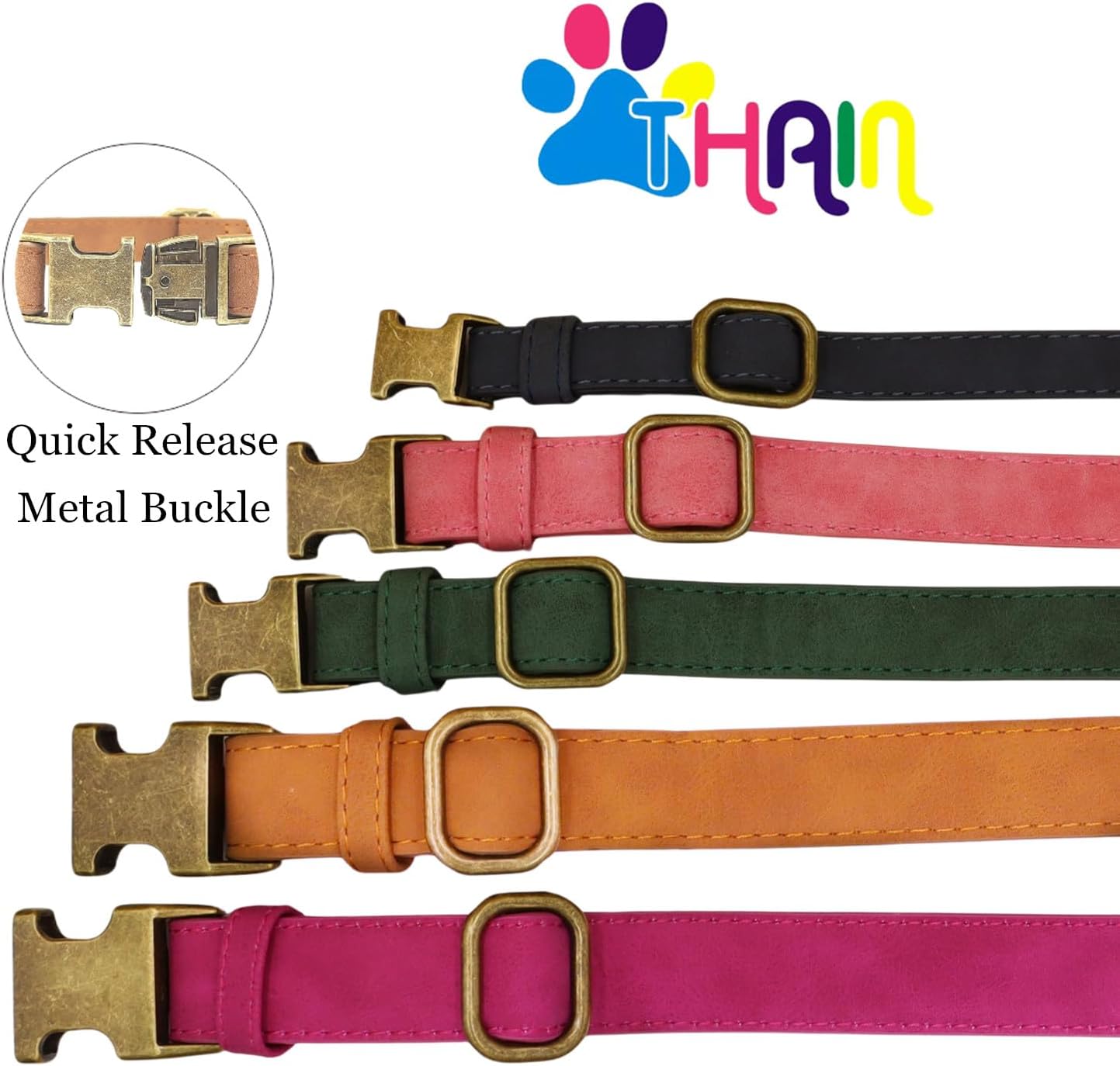 Detalle de THAIN Soft Leather Dog Collar, Pink, L