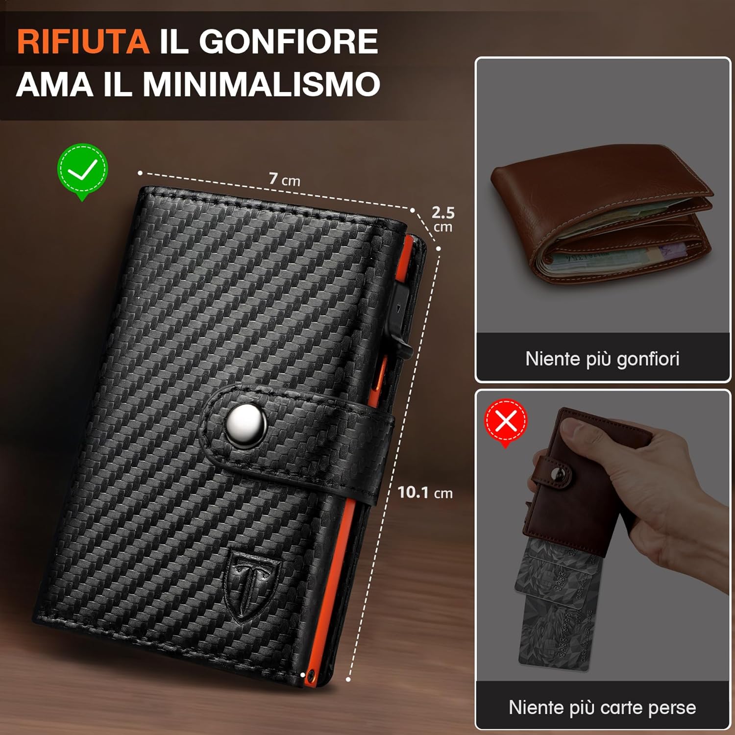 Thumbnail 3 de TENBST Portafoglio 10 carte con RFID