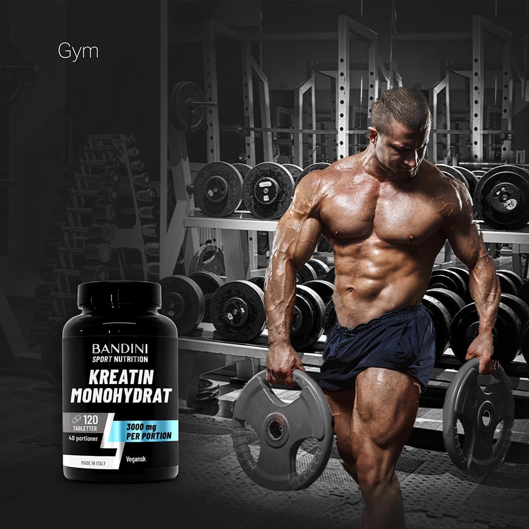 Detalle de BANDINI Creatine Monohydrate – kreatintabletter, 3 000 mg per dos, veganska