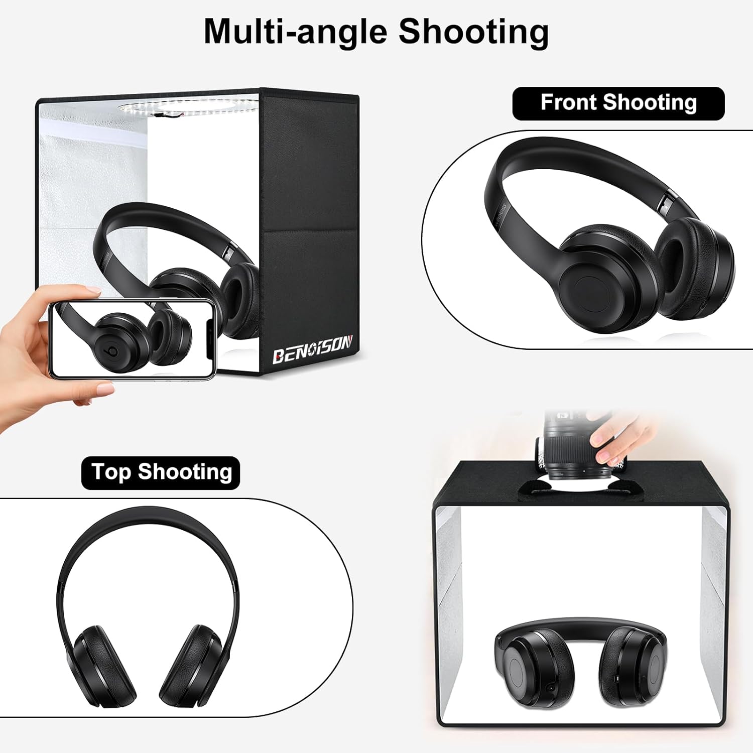 Thumbnail 1 de Studio Photo Portable 40x40 cm avec 120 LED et 6 fonds PVC pour photo de produits