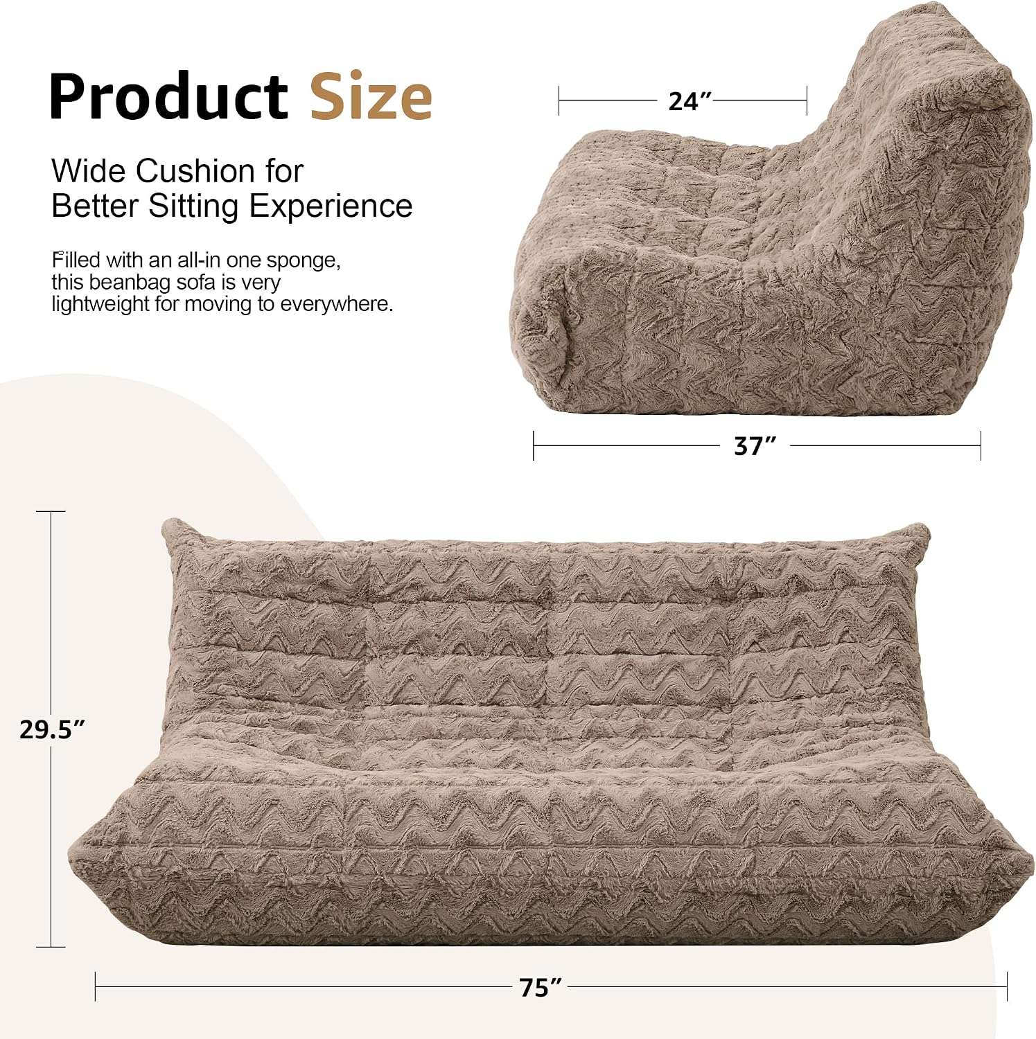 Detalle de Hobestluk Bean Bag Chair 3-Seater