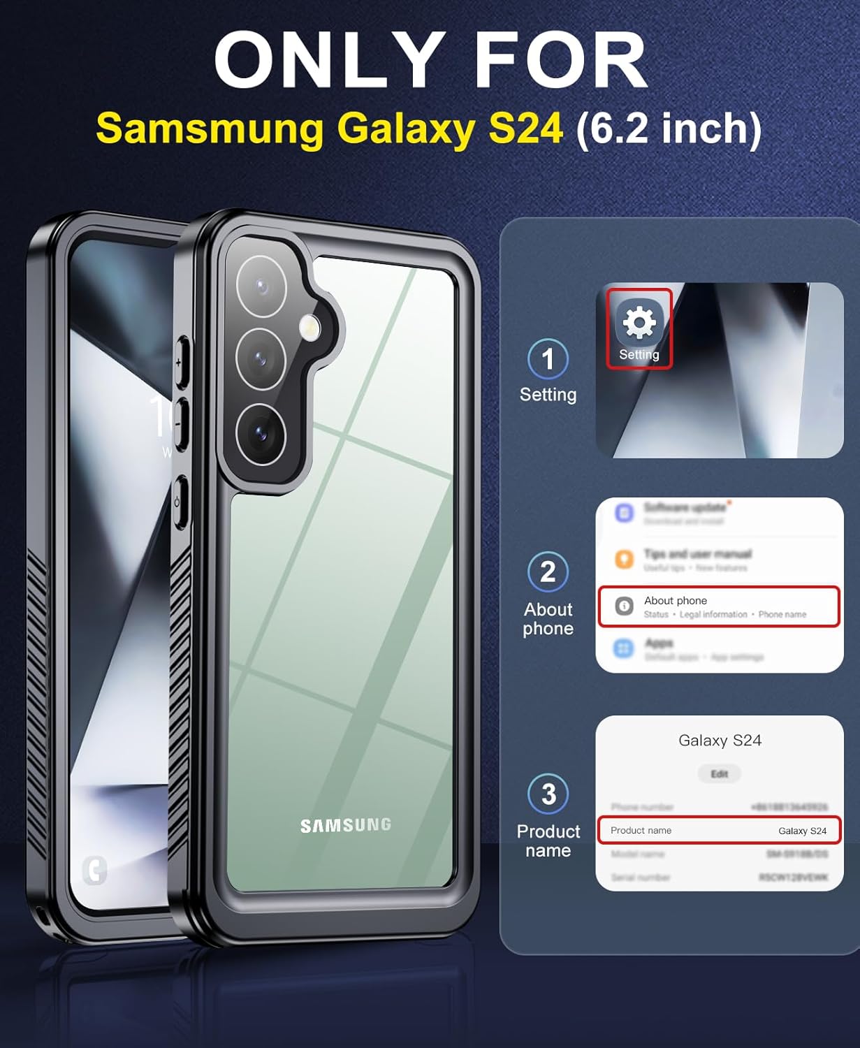 Thumbnail 6 de Beeasy Waterproof 360° Heavy Duty Case for Samsung Galaxy S24 (6.2 inch) with Built-in Screen Protector