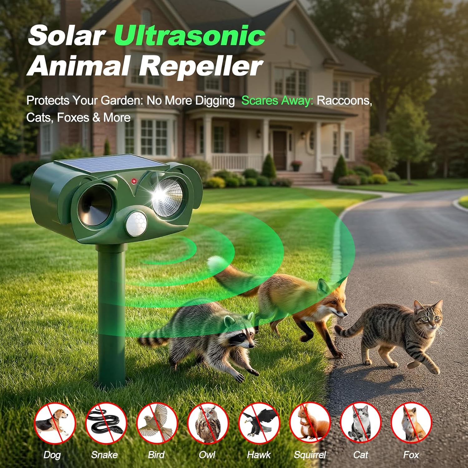 Thumbnail 1 de Cat Repellent for Gardens UK: Solar Scarer with Strobe Light & Infrared Sensor
