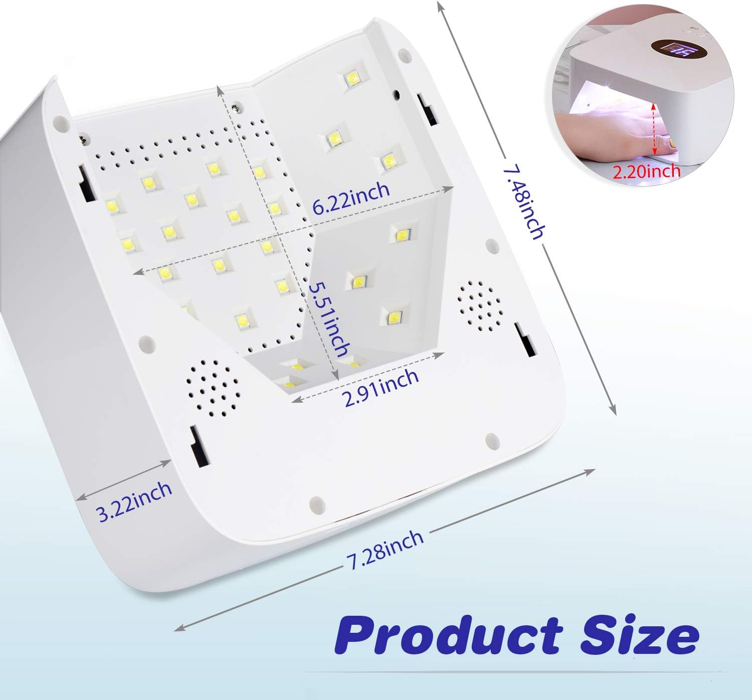 Detalle 2 de AZ GOGO Lampe UV/LED sans fil pour ongles – rechargeable, polyvalente et sûre