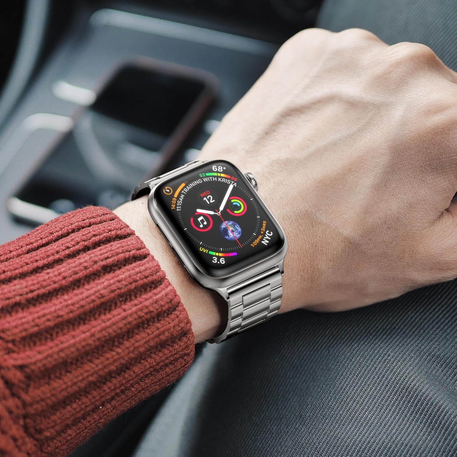 Detalle 2 de OULUOQI Stainless Steel Apple Watch Band for 38–49mm