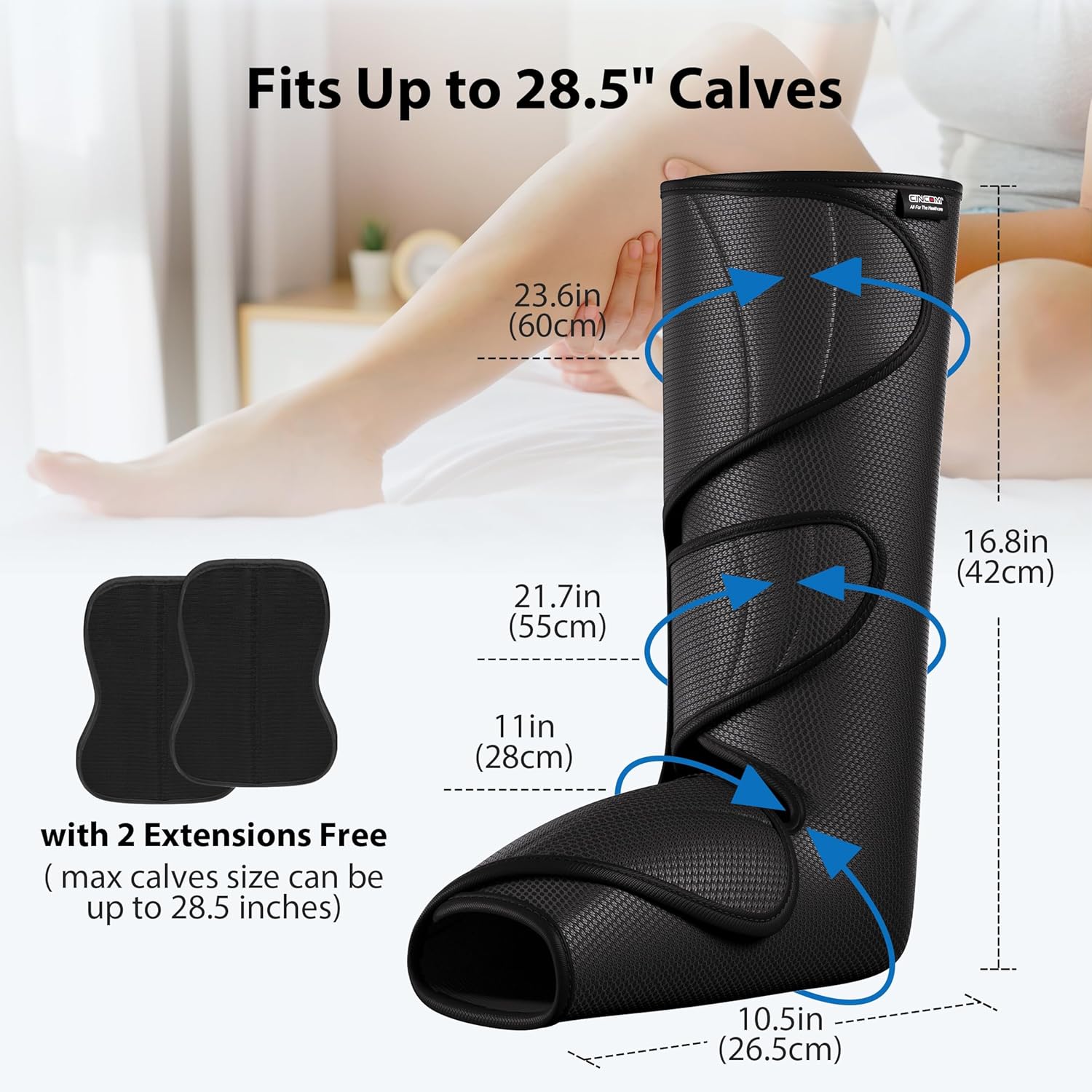 Detalle 2 de CINCOM Leg Massager for Circulation and Pain Relief — Calf to Foot Air Compression with Handheld Controller