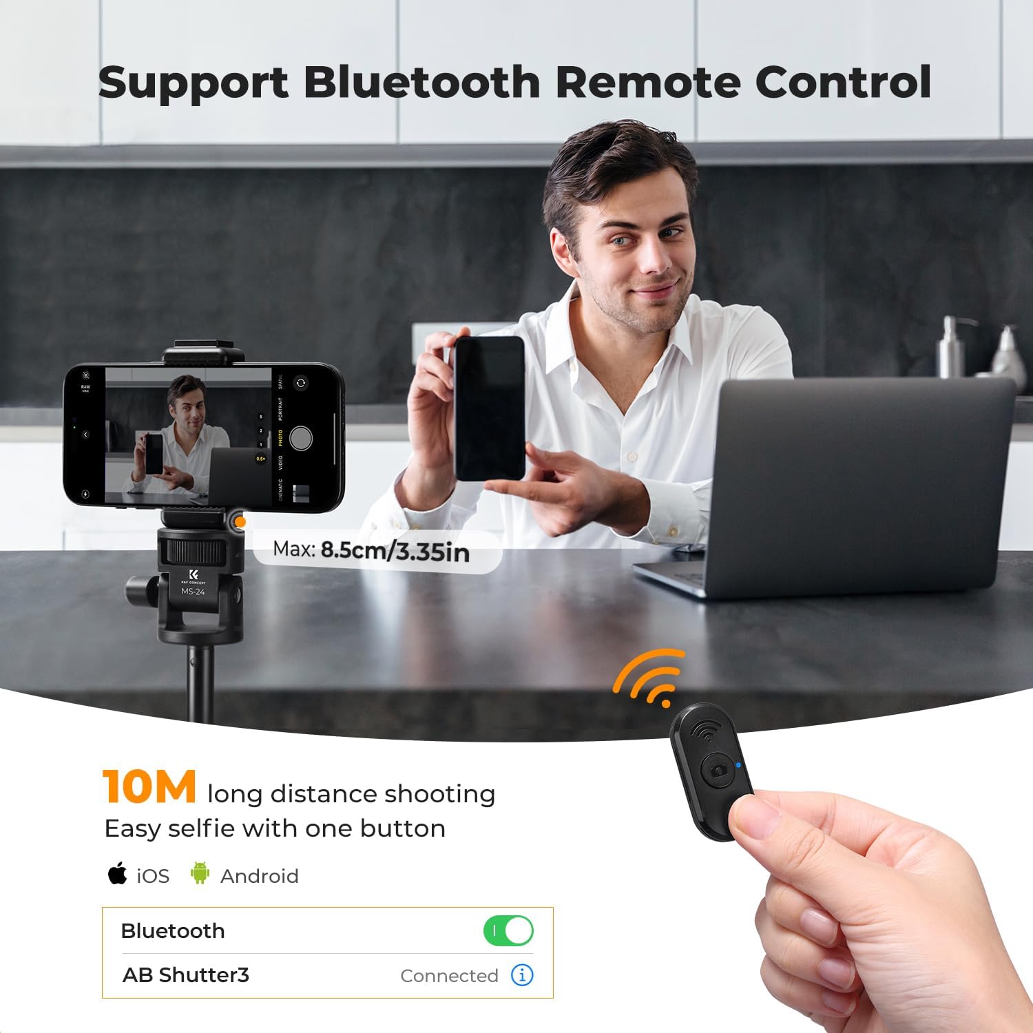 Detalle de K&F Concept 69''/175cm iPhone Selfie Stick Tripod with Phone Holder