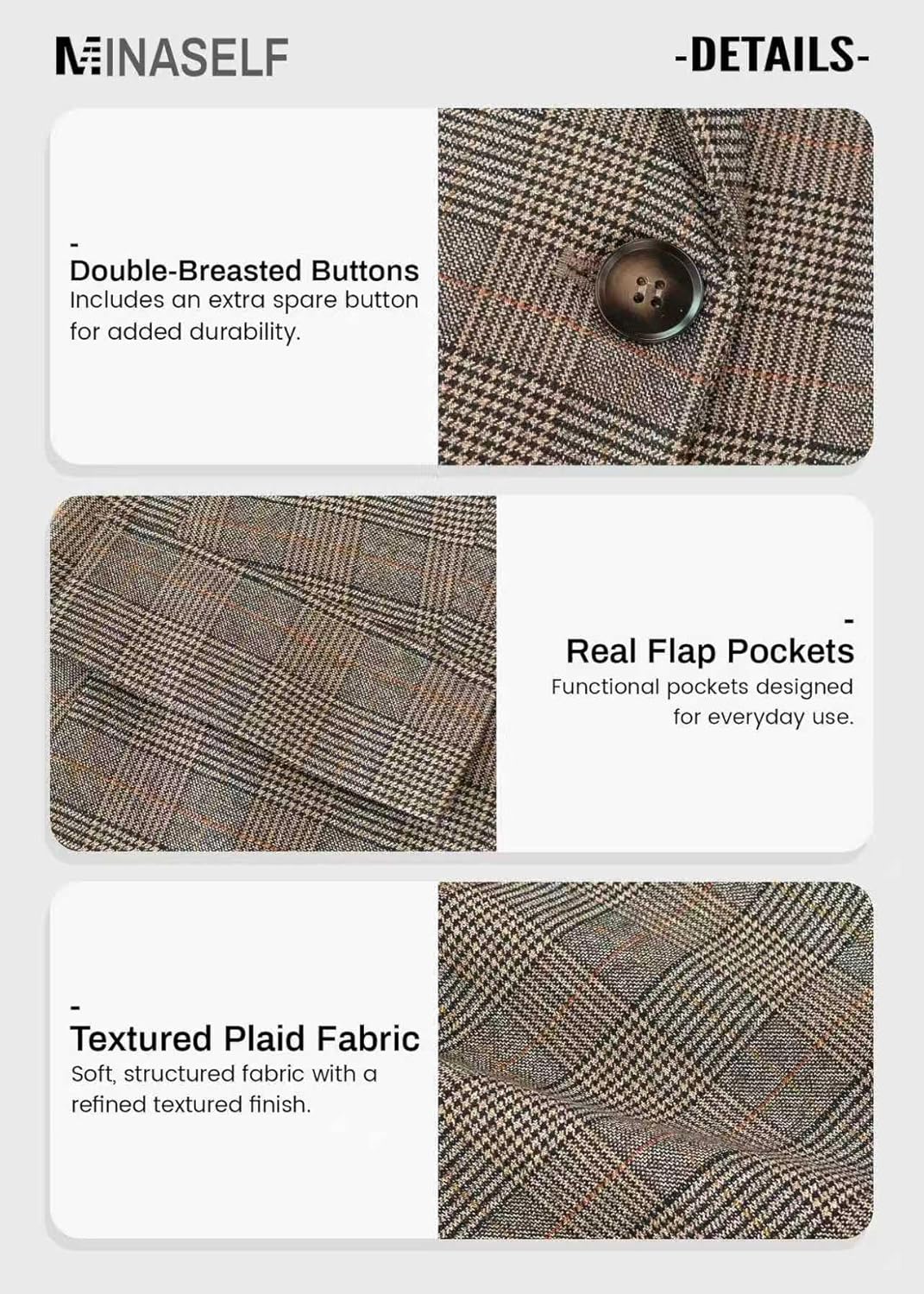 Thumbnail 5 de Mina Self 2026 Plaid Houndstooth Blazer 2026