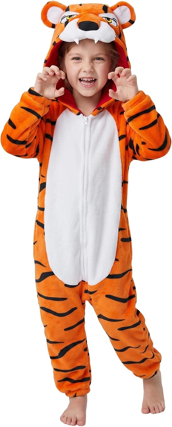 Detalle de LONULAIN Unisex Kids Animal Onesie Pajamas, Flannel Hooded Costume