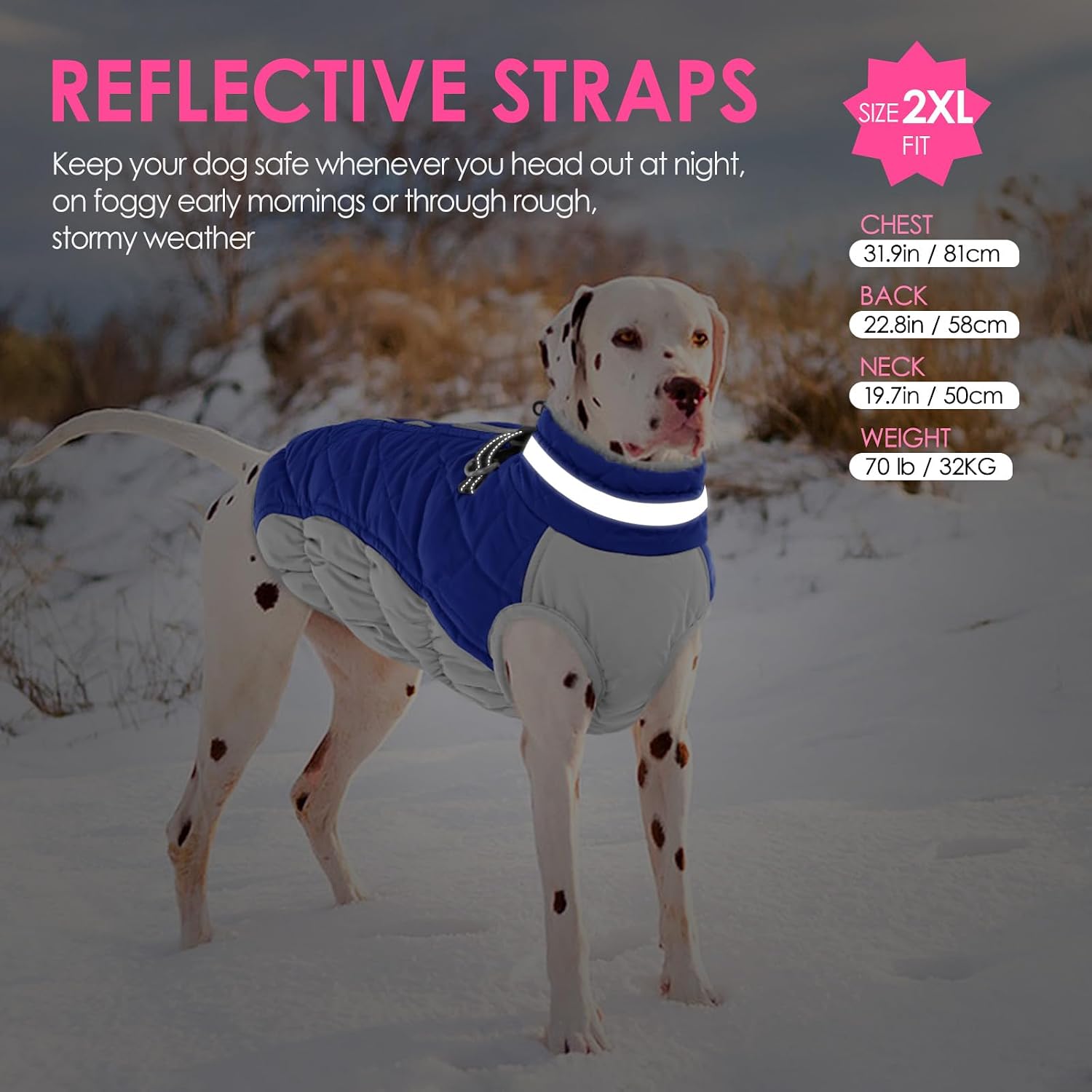 Detalle de AOFITEE 1207-AF-12180-Blue-S Dog Winter Coat, Blue Fleece Lining