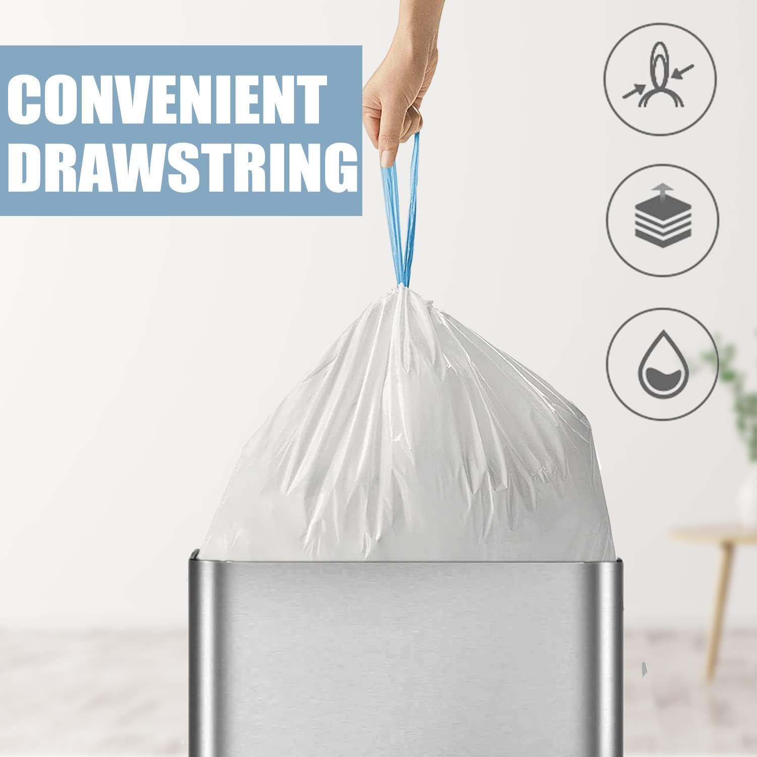 Thumbnail 1 de Small Trash Bags 4 Gallon with Drawstring (57 Count)