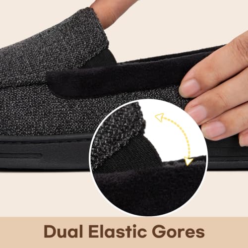 Detalle de LongBay Mens Memory Foam Moccasin Slippers Plush Fleece