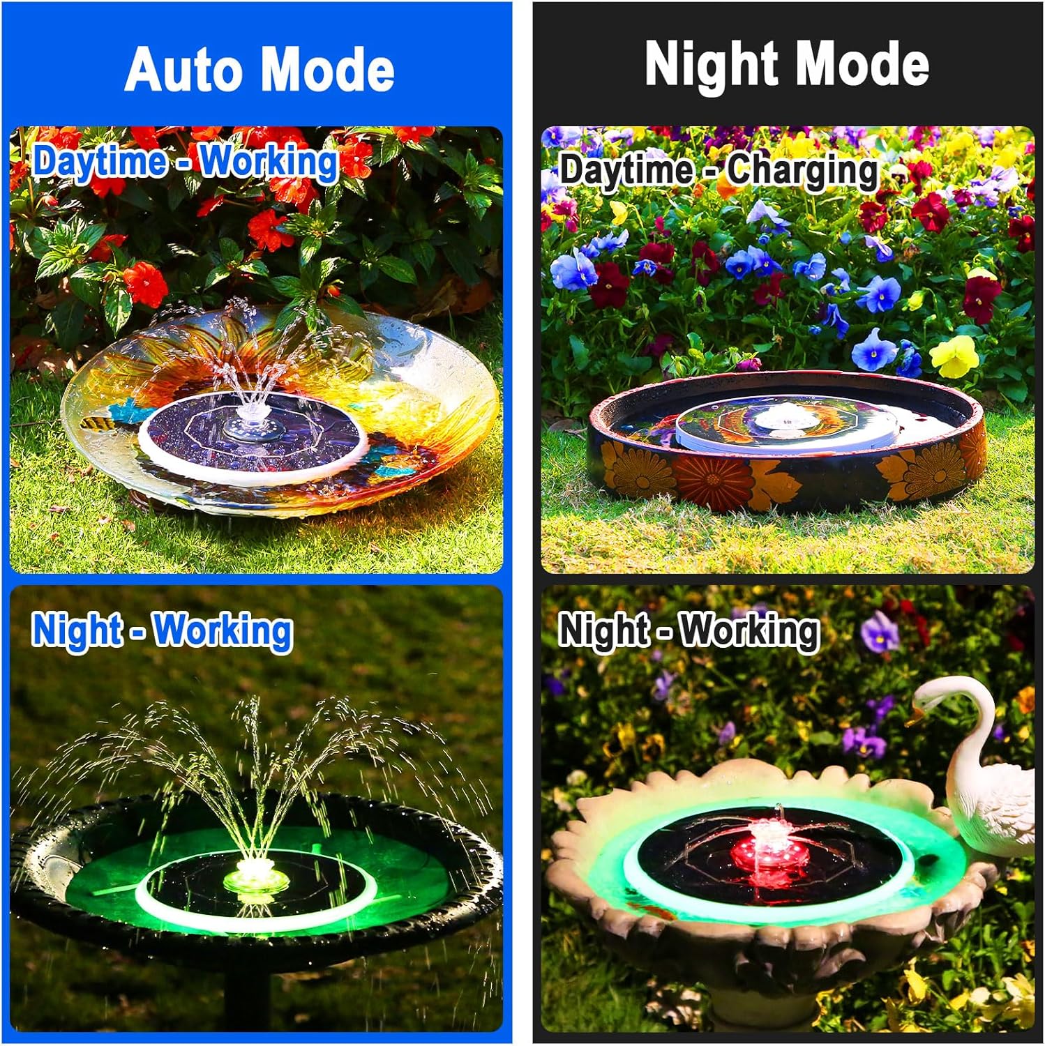 Thumbnail 5 de AISITIN 6.5W Solar Water Fountain with 7 LED Colour Lights and 3000mAh Battery