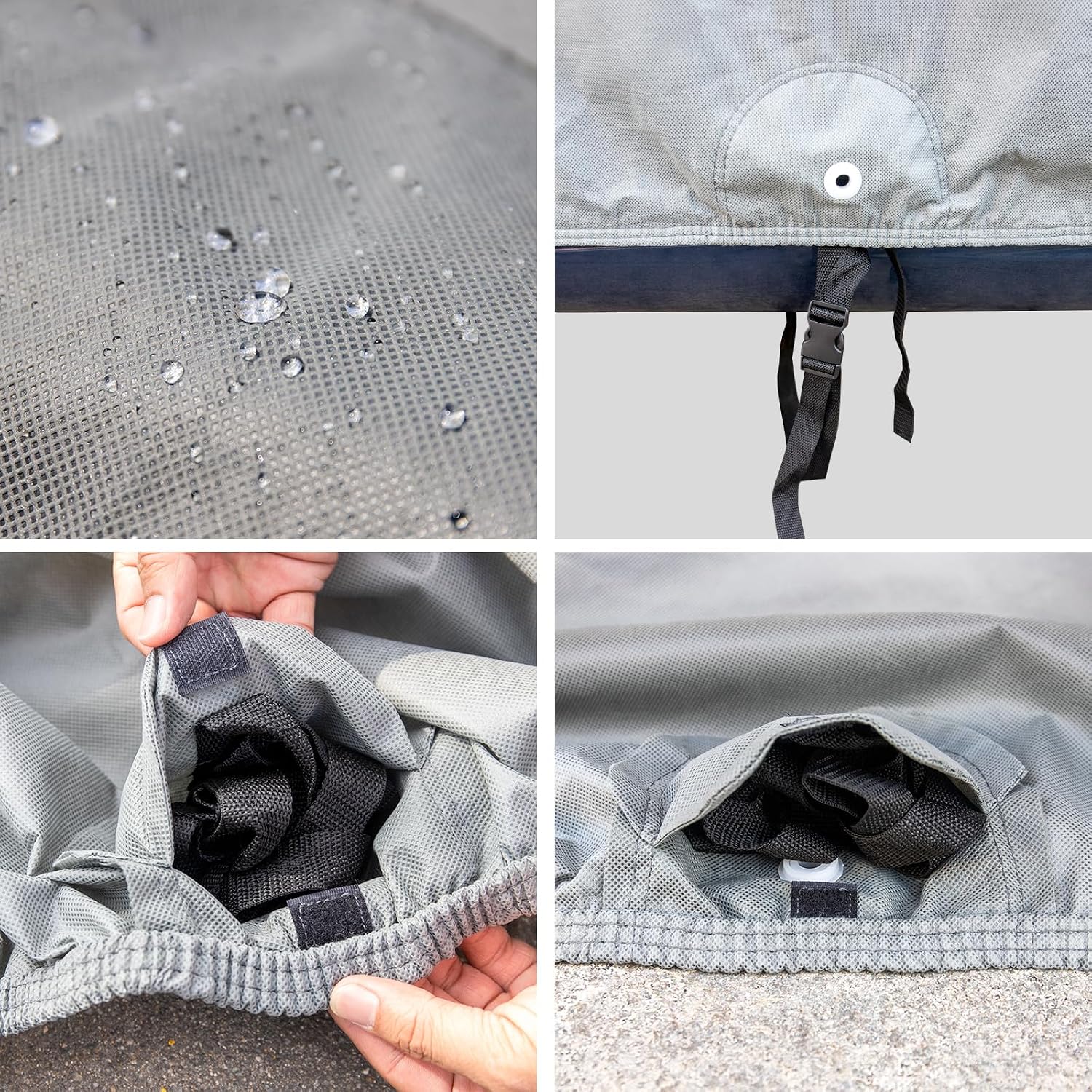 Detalle de Leader Accessories 3-lagige atmungsaktive Vollgarage Autoplane – Ganzgarage für Innenbereich (Schrägheck, 445x178x152 cm, Hellgrau)