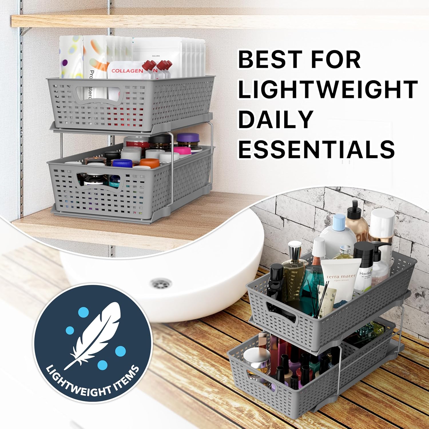 Thumbnail 6 de Plateau de rangement salle de bain 2 niveaux