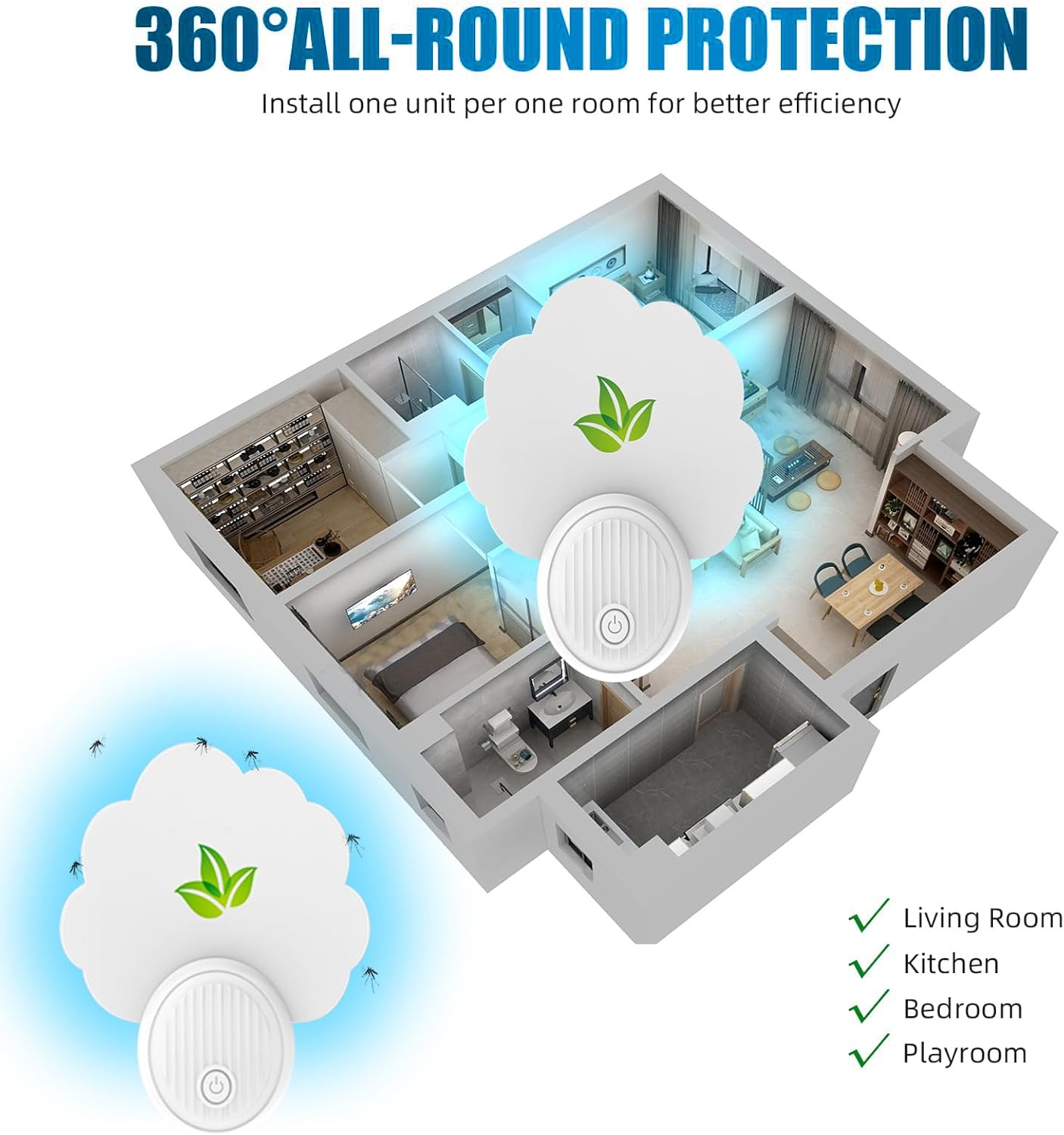 Thumbnail 5 de Confezione da 2 trappole per mosche da interni plug-in con luce 365–395 nm e 12 carte adesive
