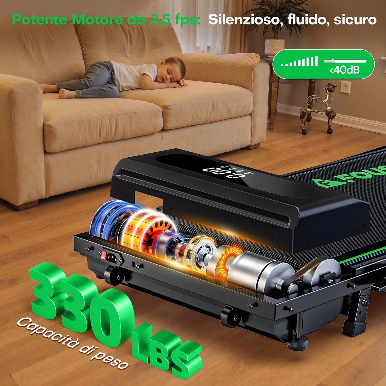 Thumbnail 3 de FOUSAE Tapis Roulant Elettrico Pieghevole 5 in 1