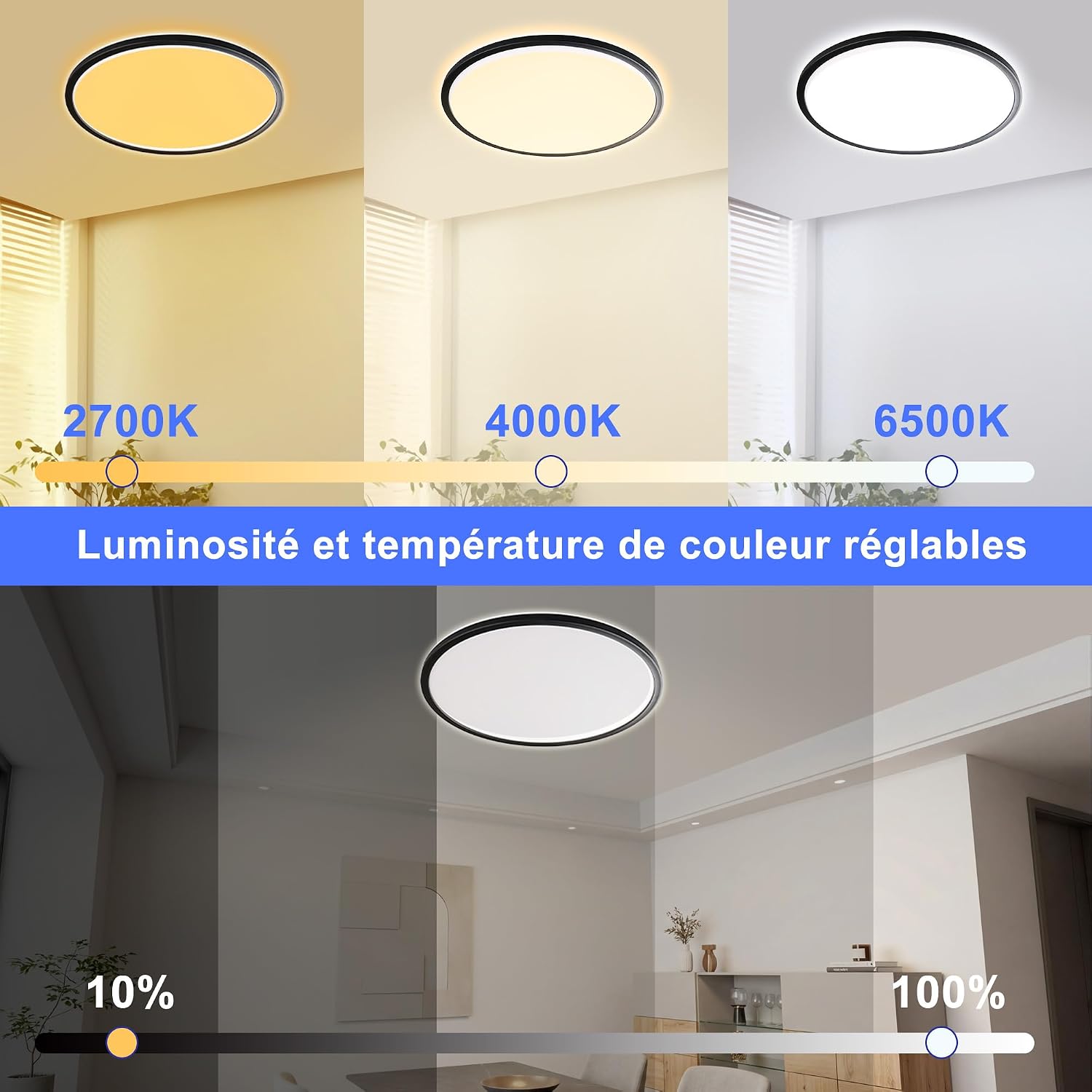 Detalle de ONDTA 45 W ledplafondlamp Ø 57 cm, dimbaar, 6.700 lm en afstandsbediening