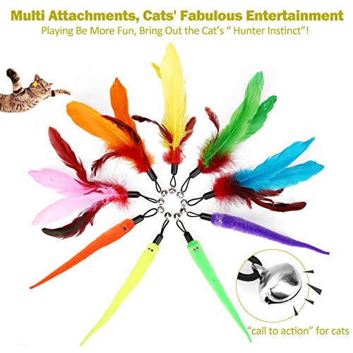 Detalle de MeoHui Cat Toys for Indoor Cats: Interactive Wand Toy Set with 9 Feather Refills (2 Wands + 2 Strings) — A Great Boredom Buster