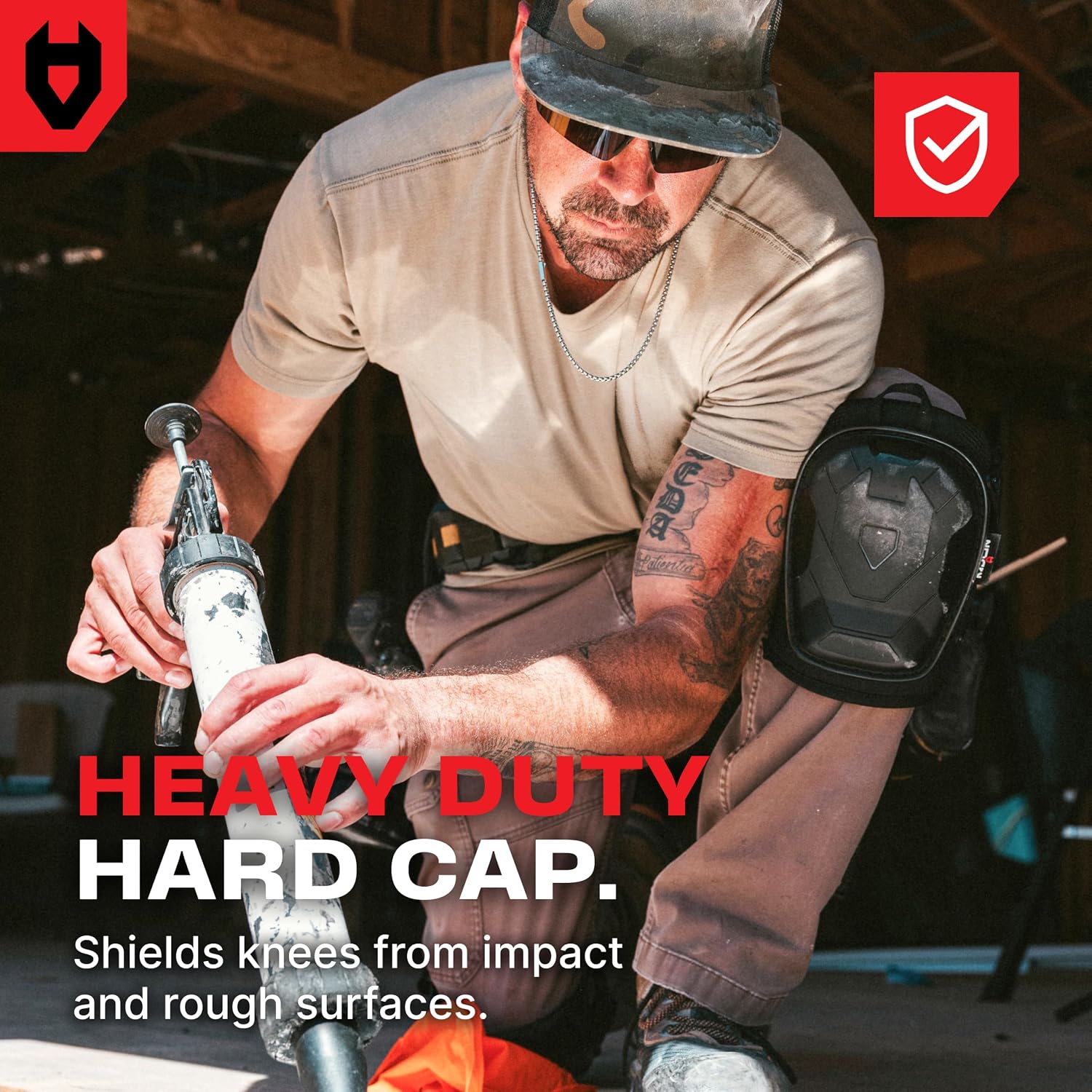 Detalle de NoCry Professional Construction Knee Pads with Gel Foam, Ankle Support and Non-Slip Cap