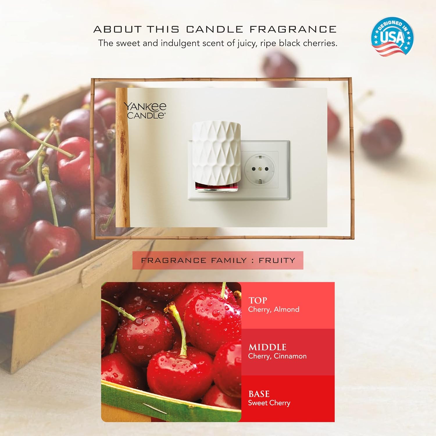 Detalle de Yankee Candle Kit de démarrage Scent Plug Cerise noire — Parfum d’intérieur sans flamme