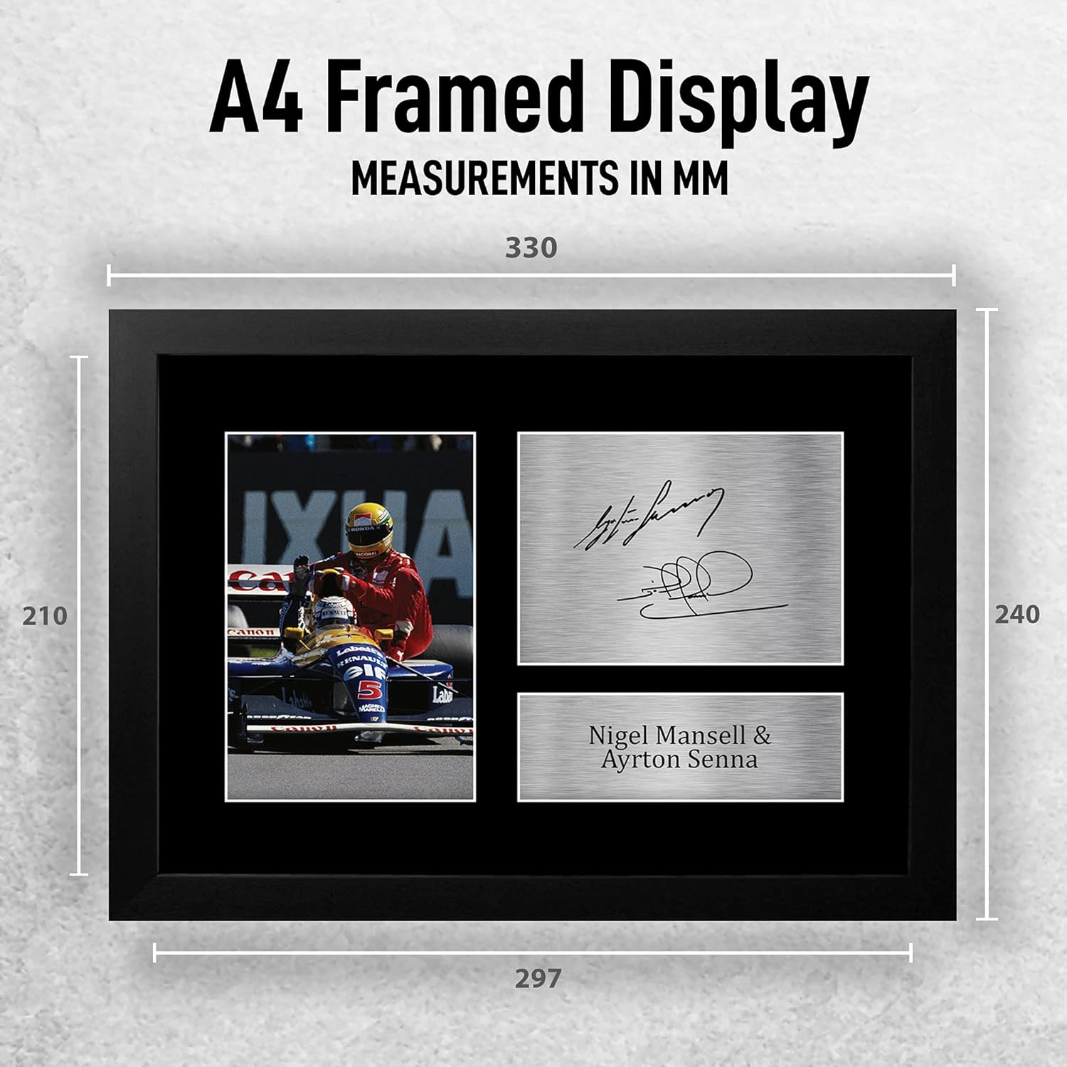 Thumbnail 1 de HWC Trading FR A4 Nigel Mansell & Ayrton Senna Formula 1 framed signed autograph photo (A4)