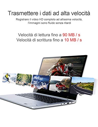 Detalle 2 de Netac 32Go Scheda Micro SD A1 U1 V10 C10 600X: affidabile per smartphone, tablet e videocamere