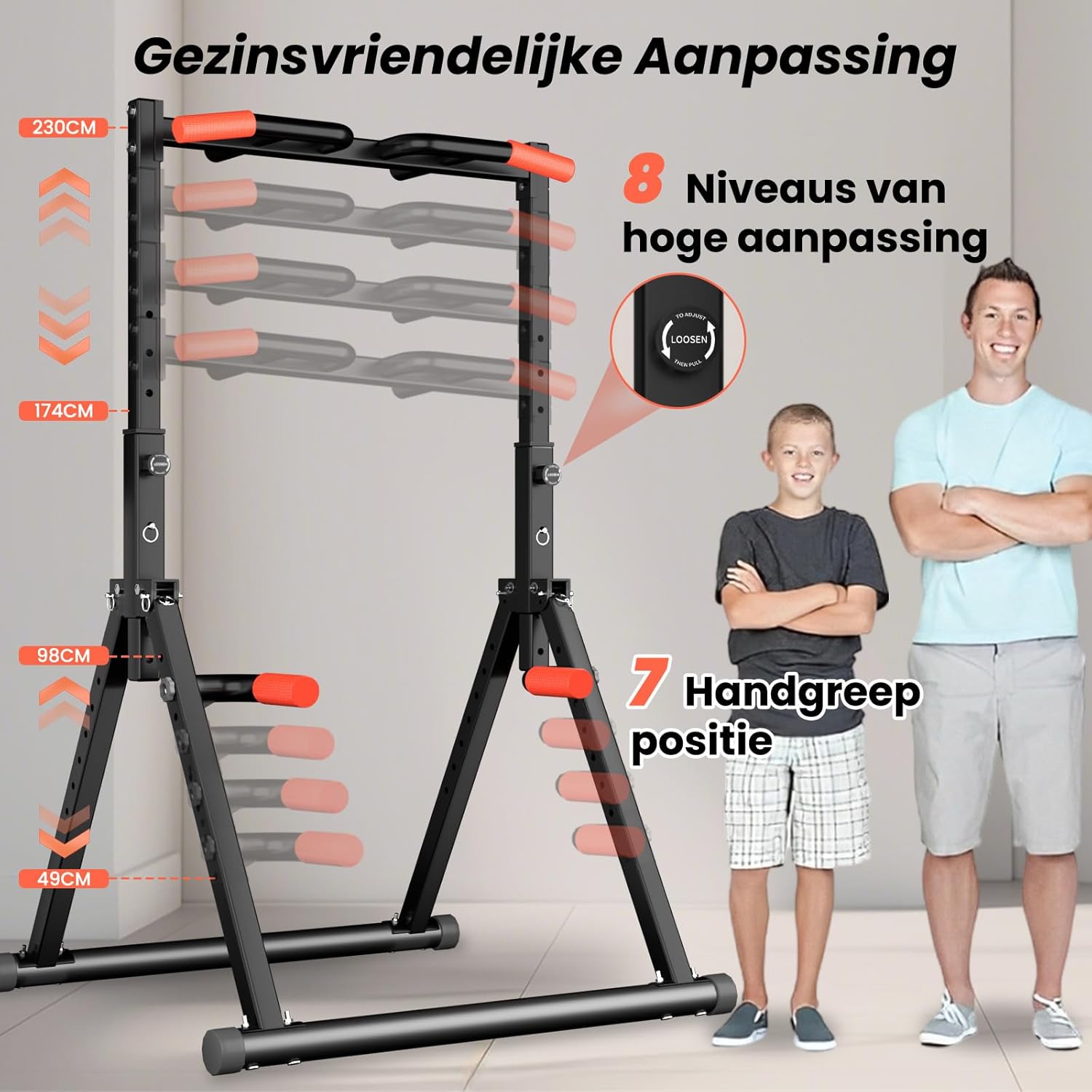 Thumbnail 1 de WATBKHE Power Tower Dip Station con barra per trazioni e dip autoportante, pieghevole e regolabile